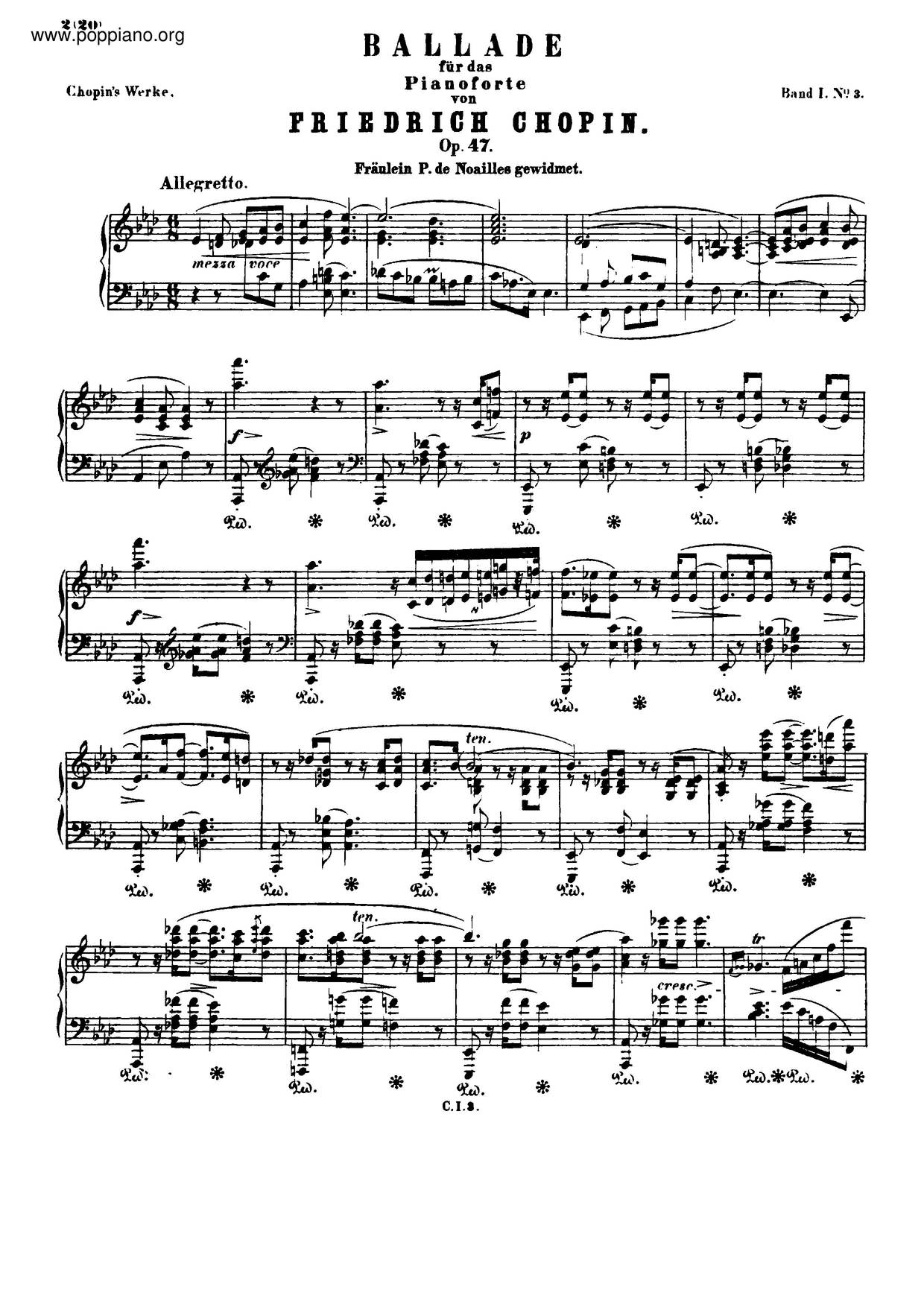 Ballade No. 3, Op. 47ピアノ譜