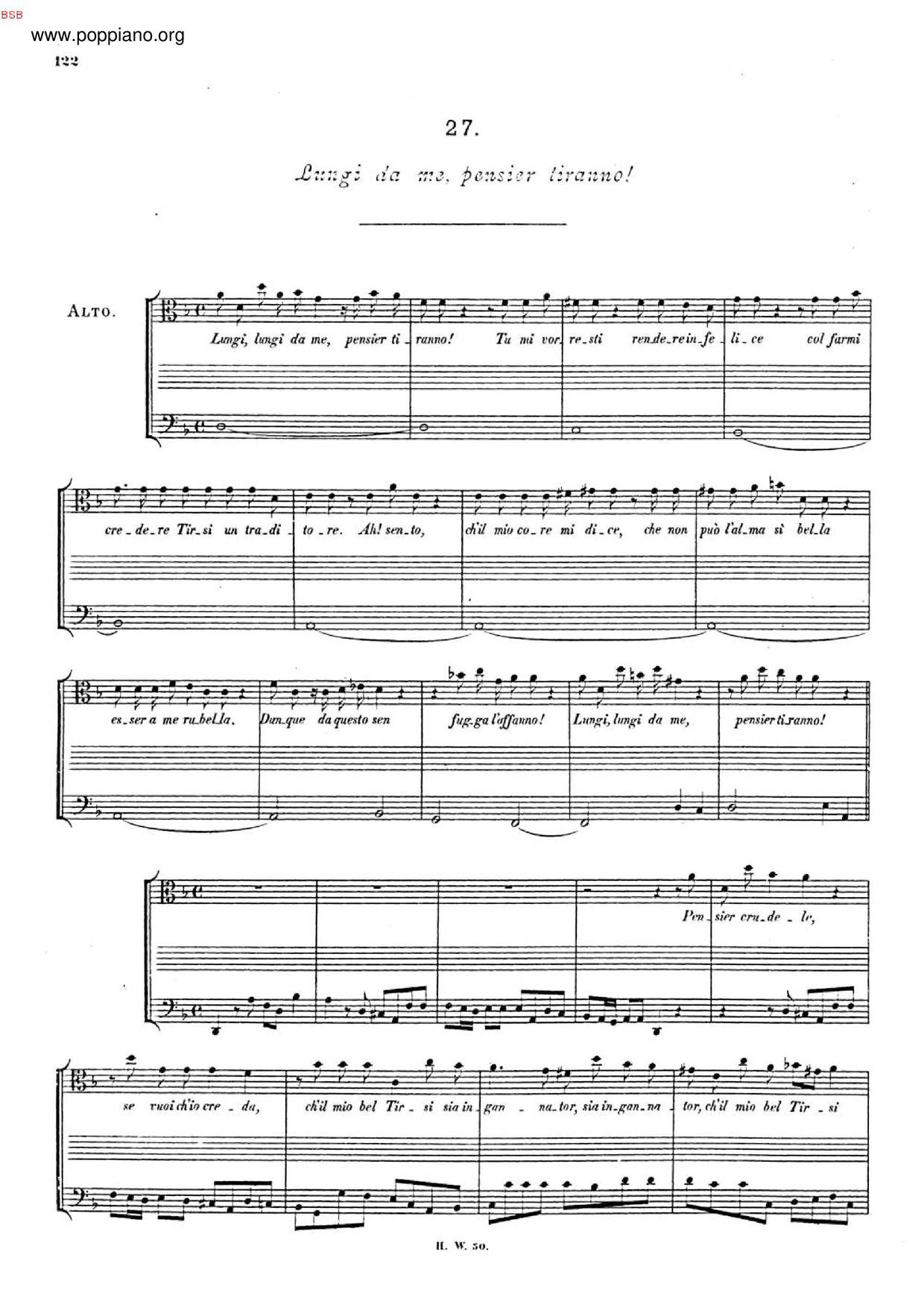Lungi Da Me, Pensier Tiranno, HWV 125Bピアノ譜