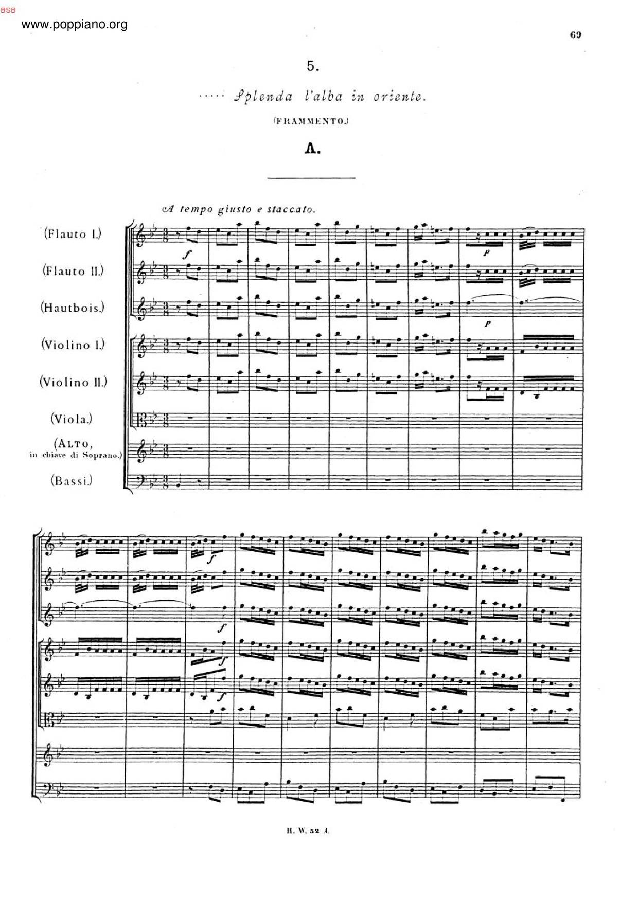 Splenda L'alba In Oriente, HWV 166ピアノ譜
