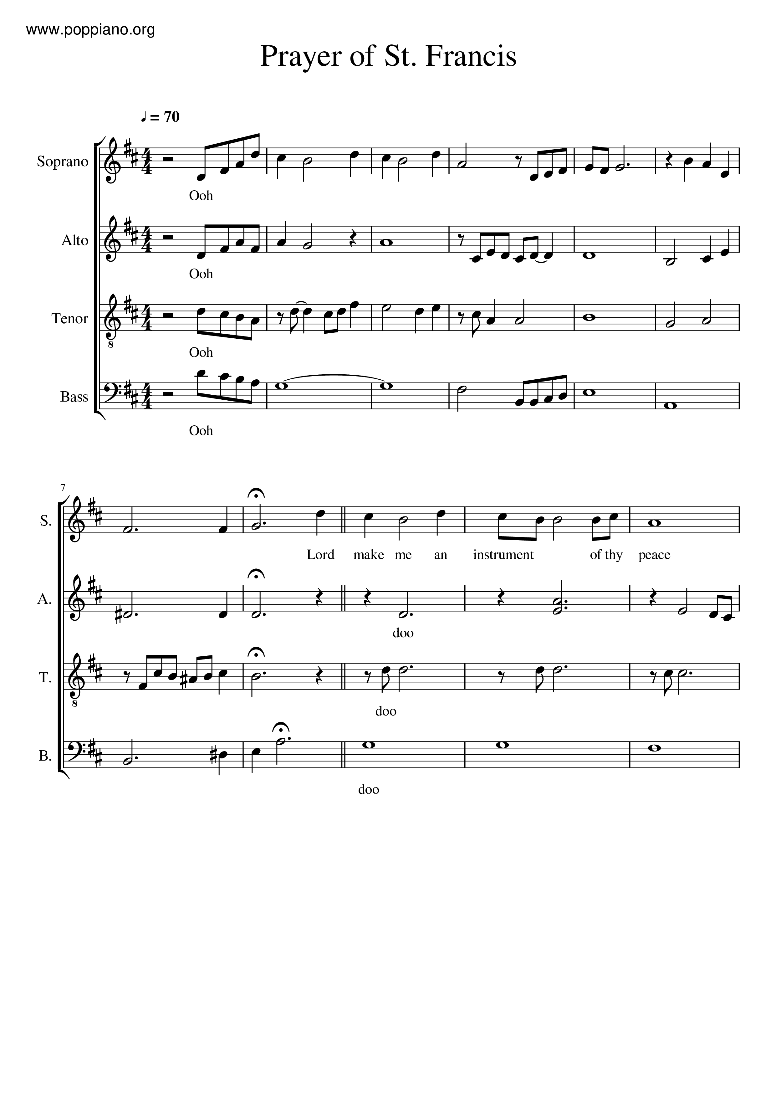 Prayer Of St Francisピアノ譜