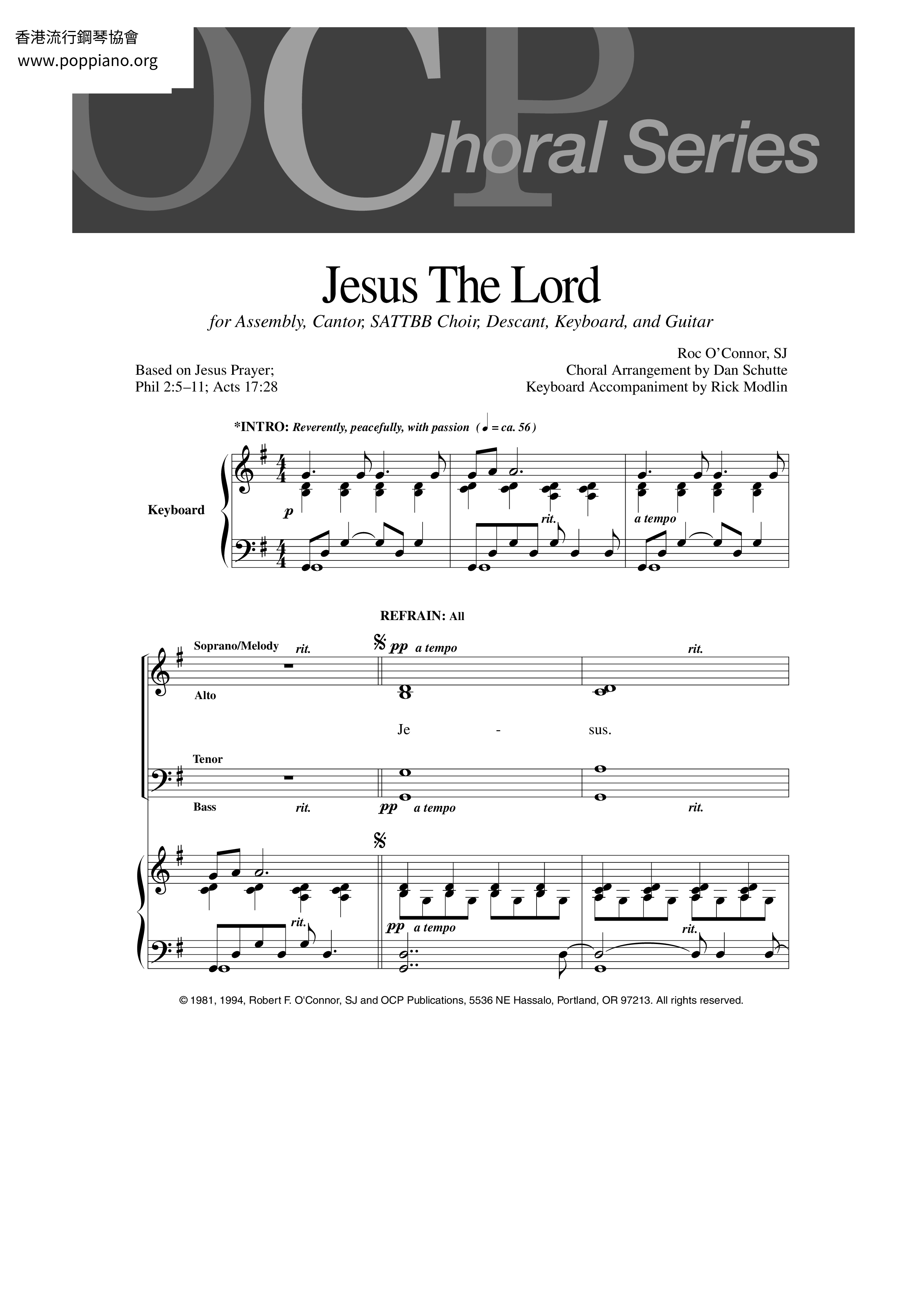 Jesus The Lordピアノ譜