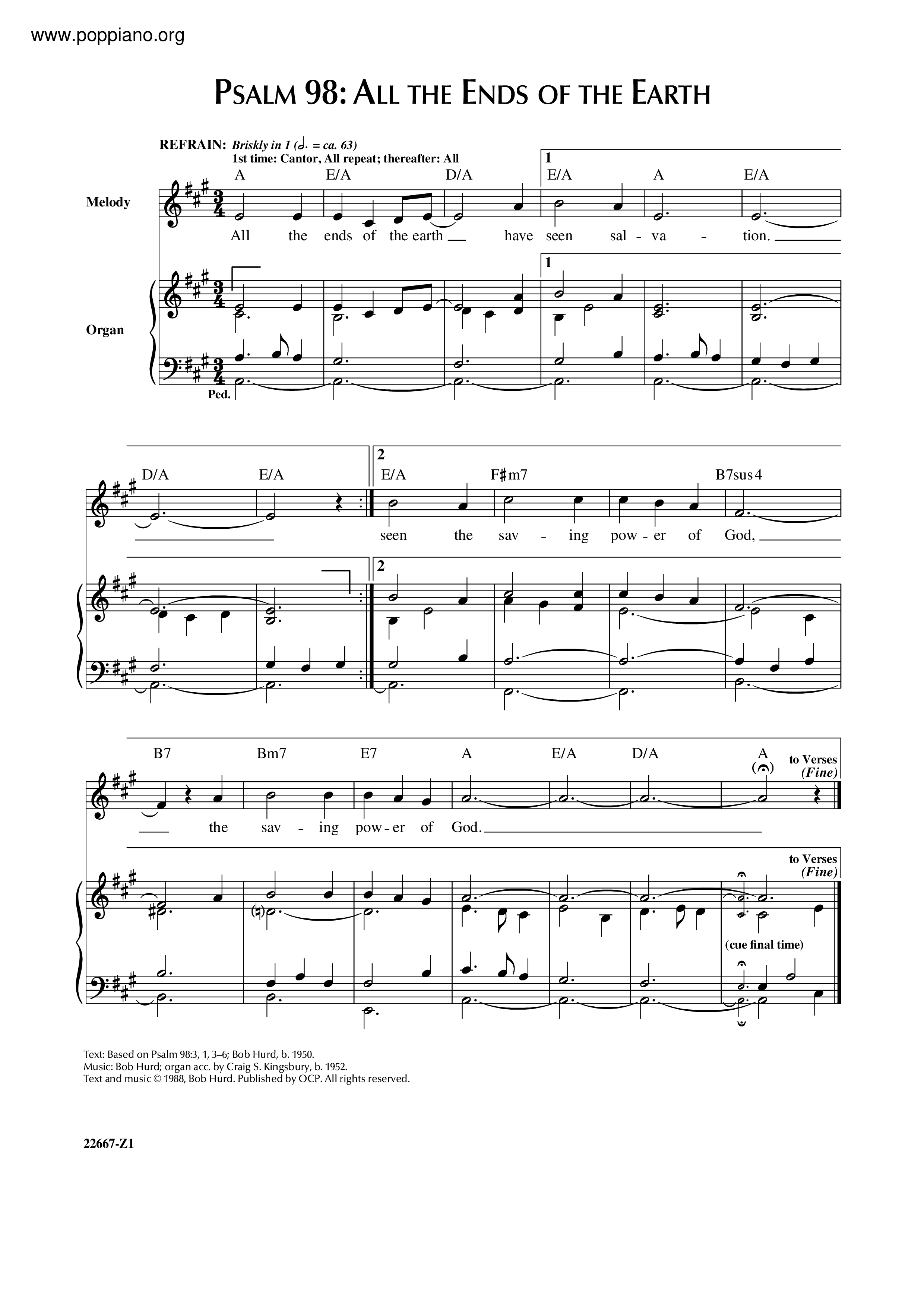 Psalm 98: All The Ends Of The Earthピアノ譜