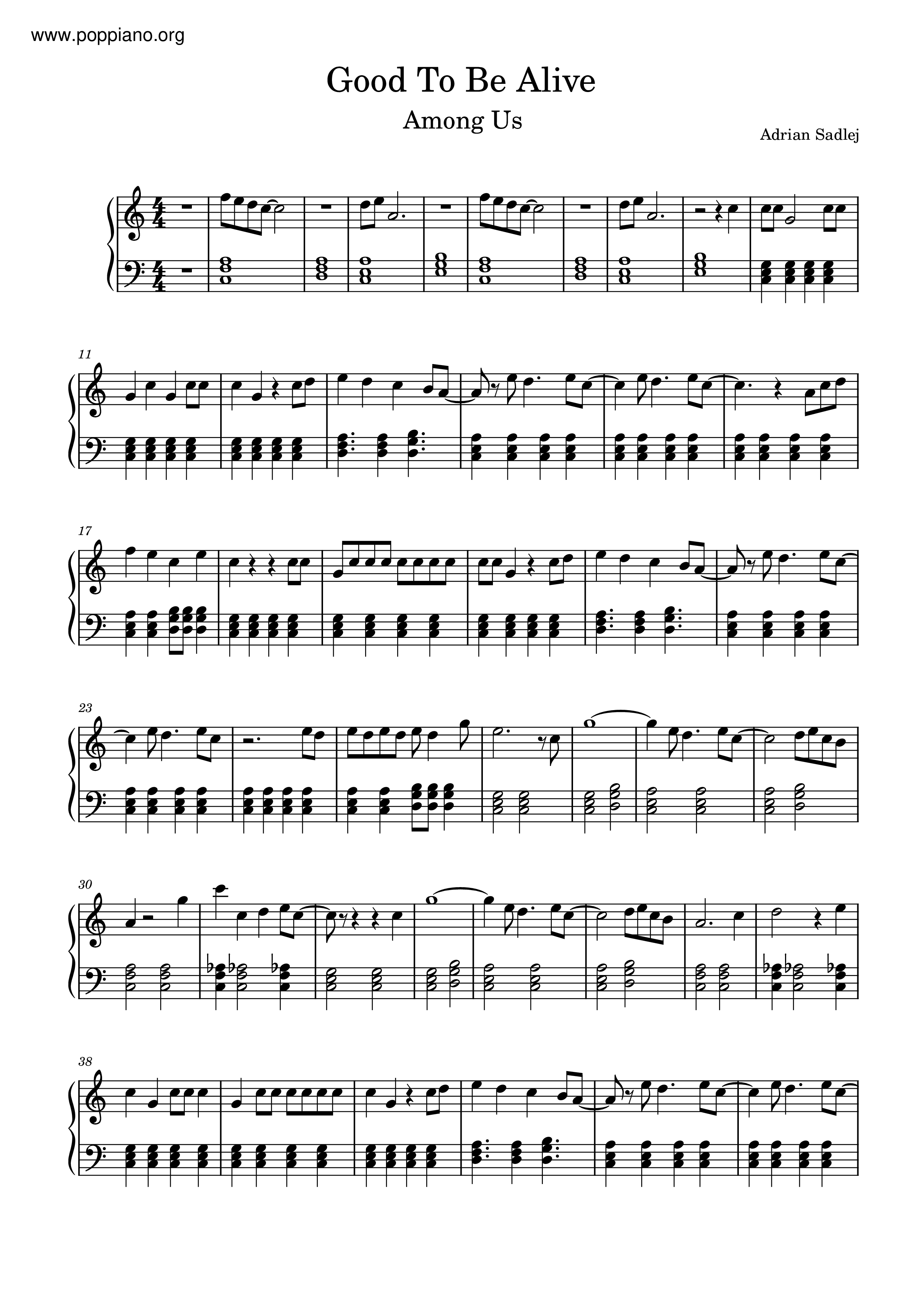 Good To Be Aliveピアノ譜