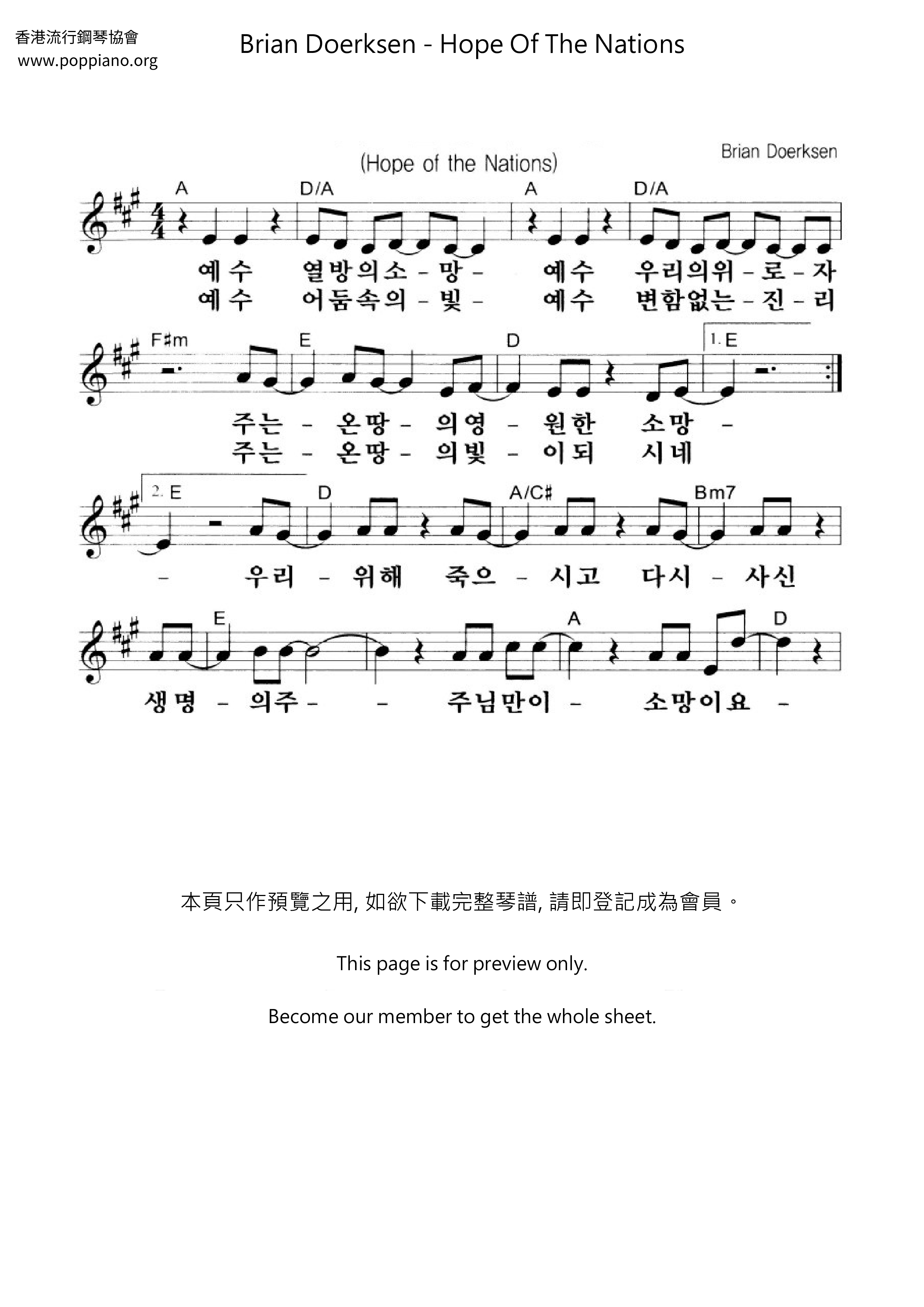 Hope Of The Nationsピアノ譜