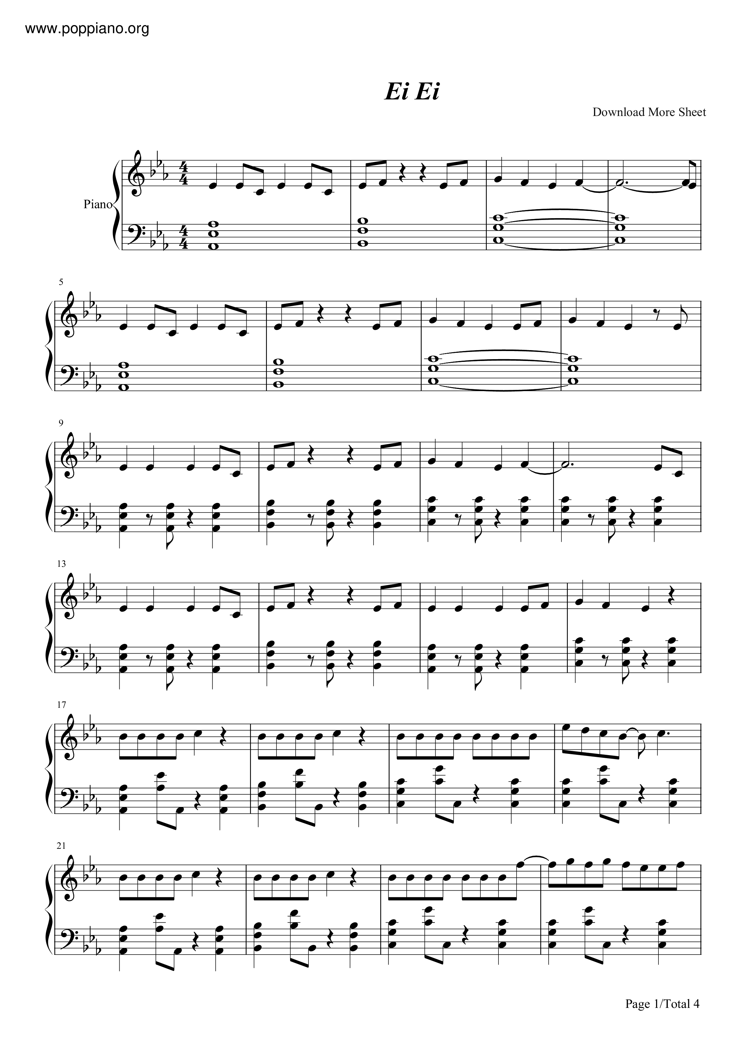 EiEi《青春有你主題曲》ピアノ譜