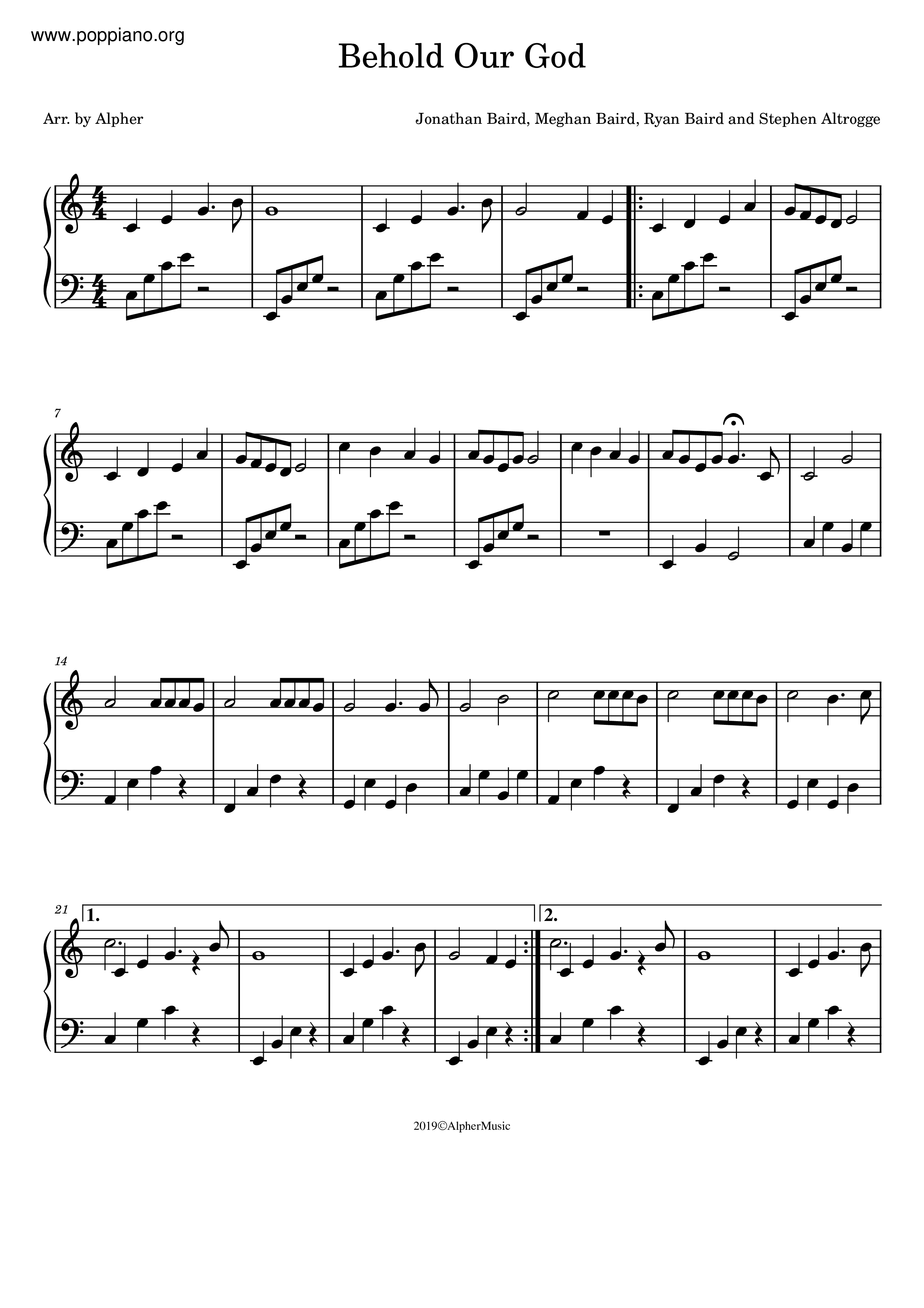 Behold Our Godピアノ譜