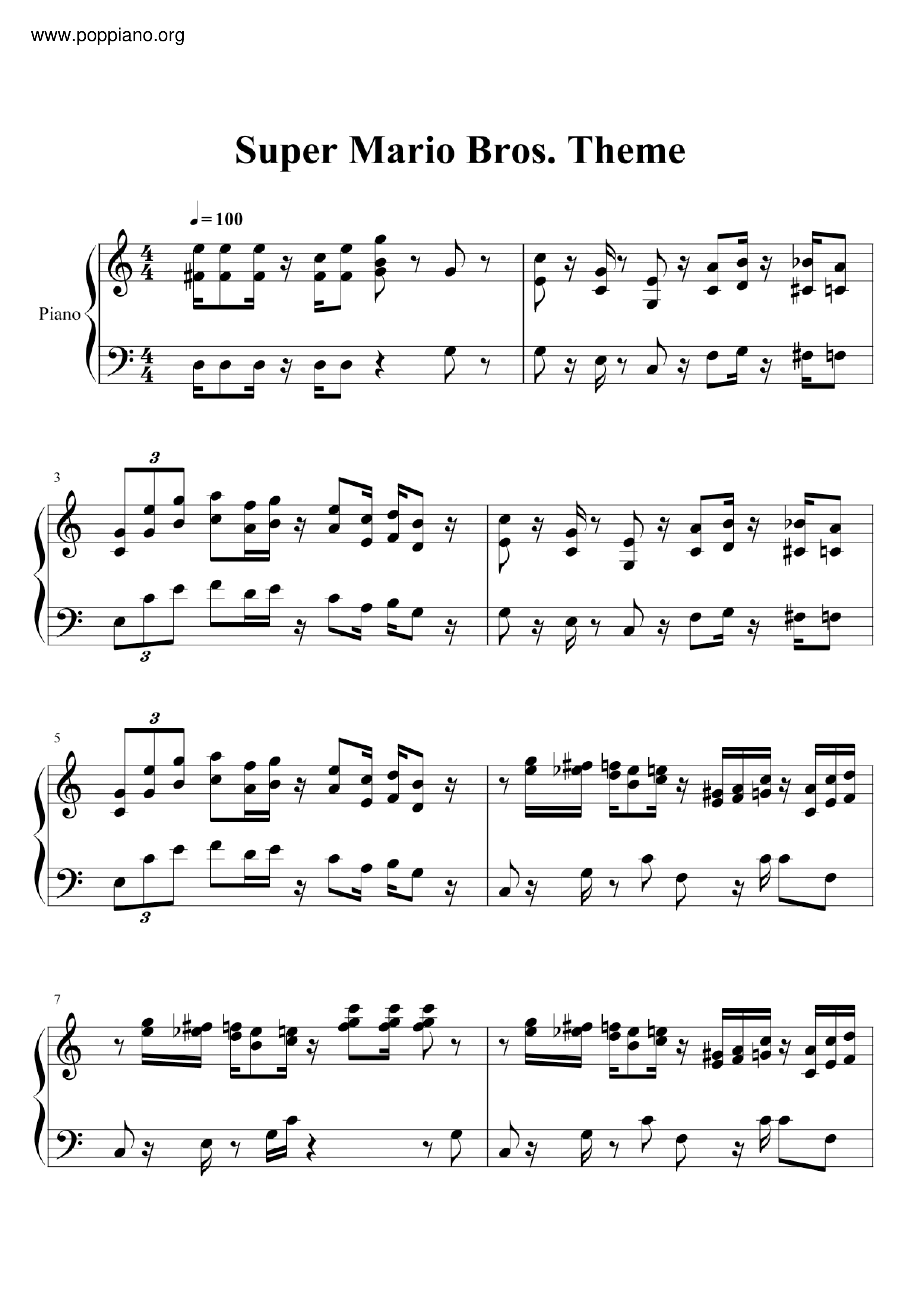 Super Mario Bros - Main Themeピアノ譜