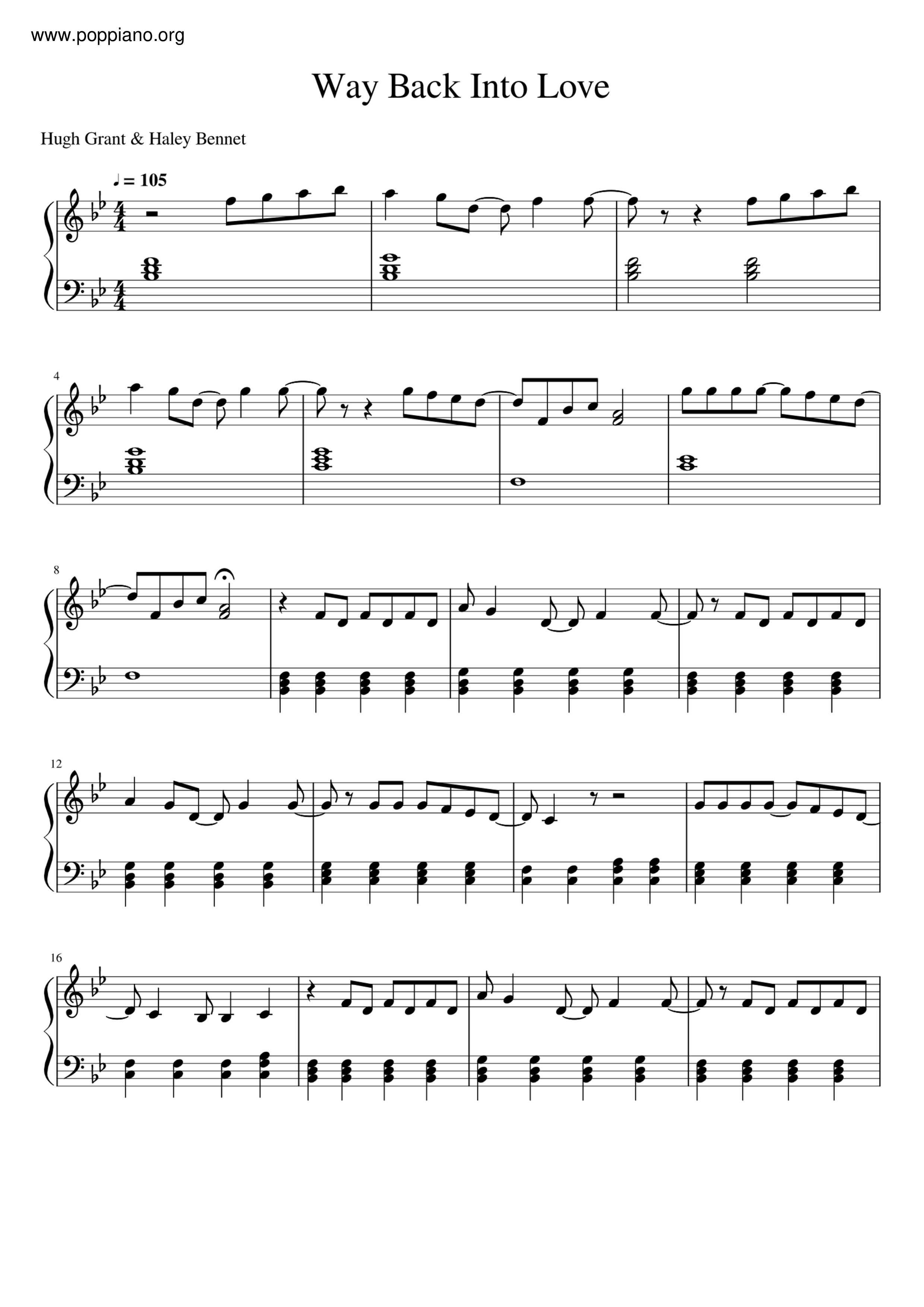Way Back Into Loveピアノ譜