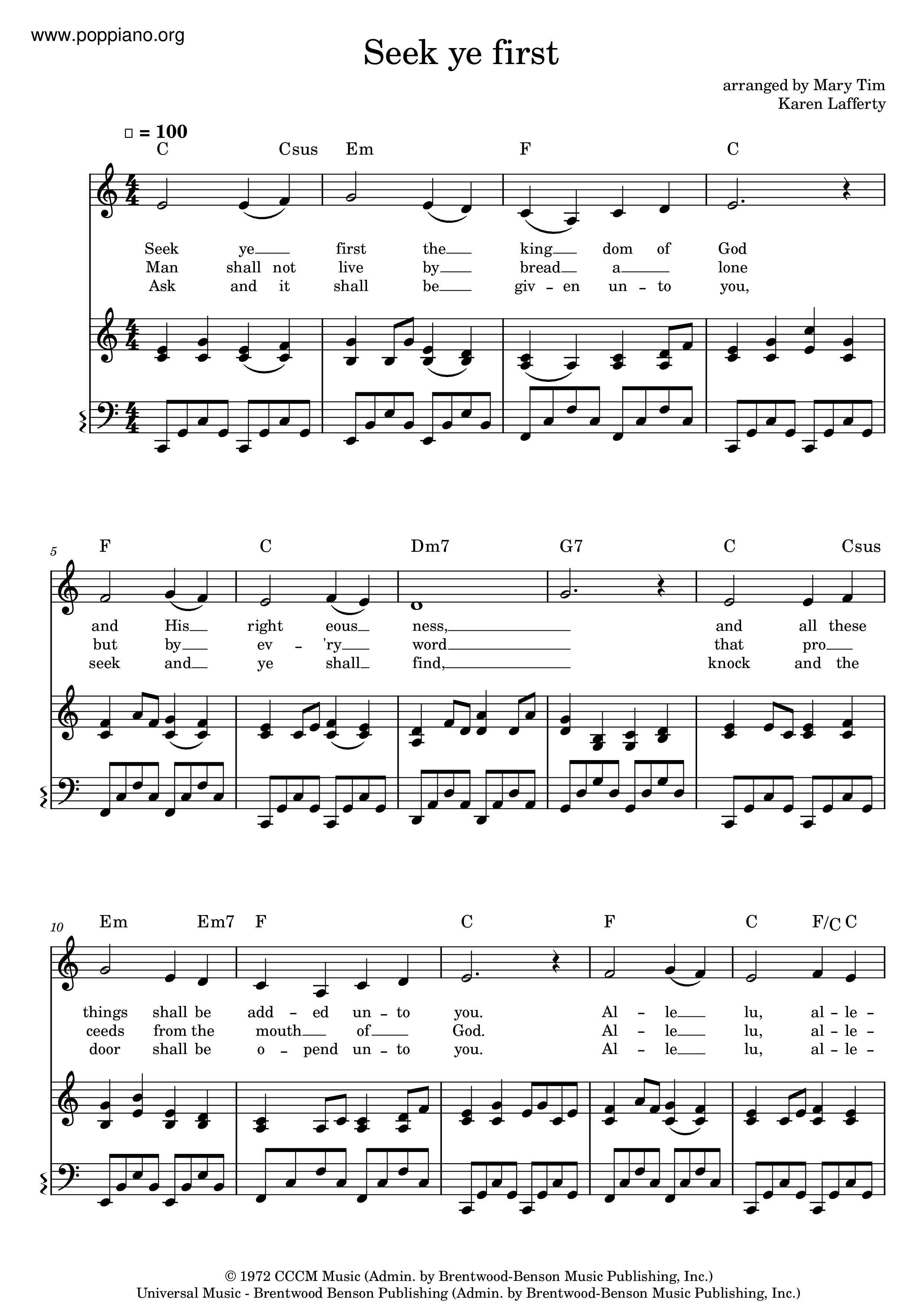 Seek Ye Firstピアノ譜