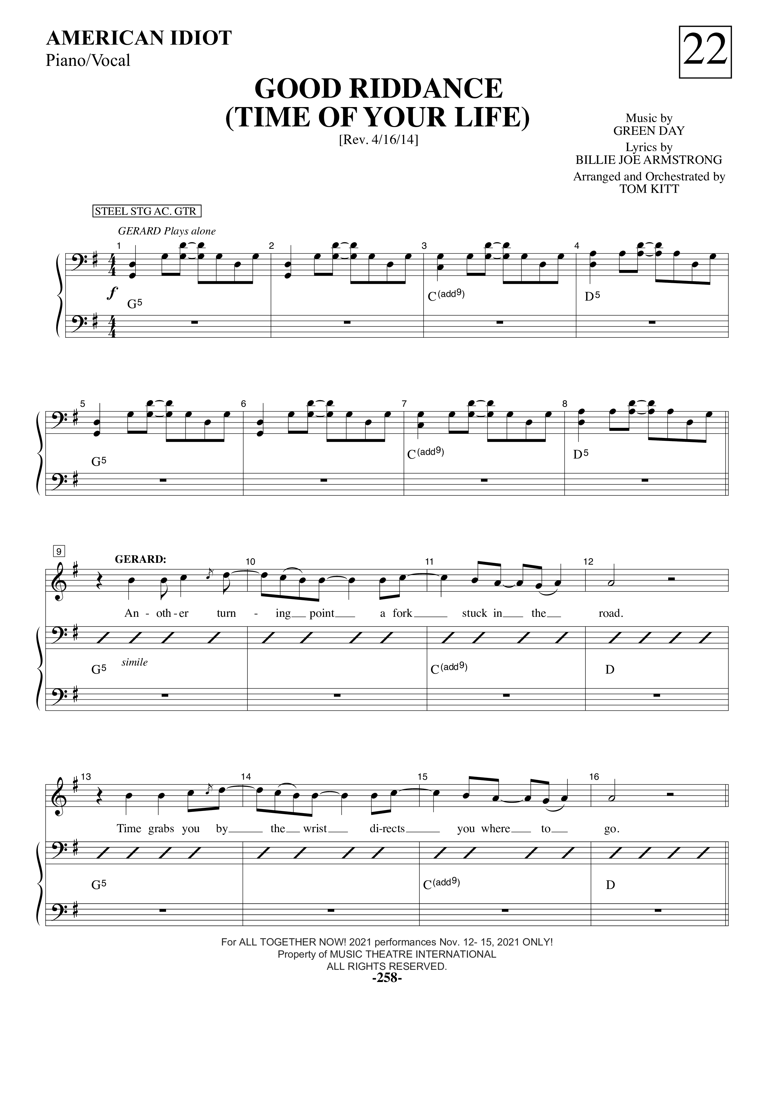 Good Riddance (Time Of Your Life)ピアノ譜