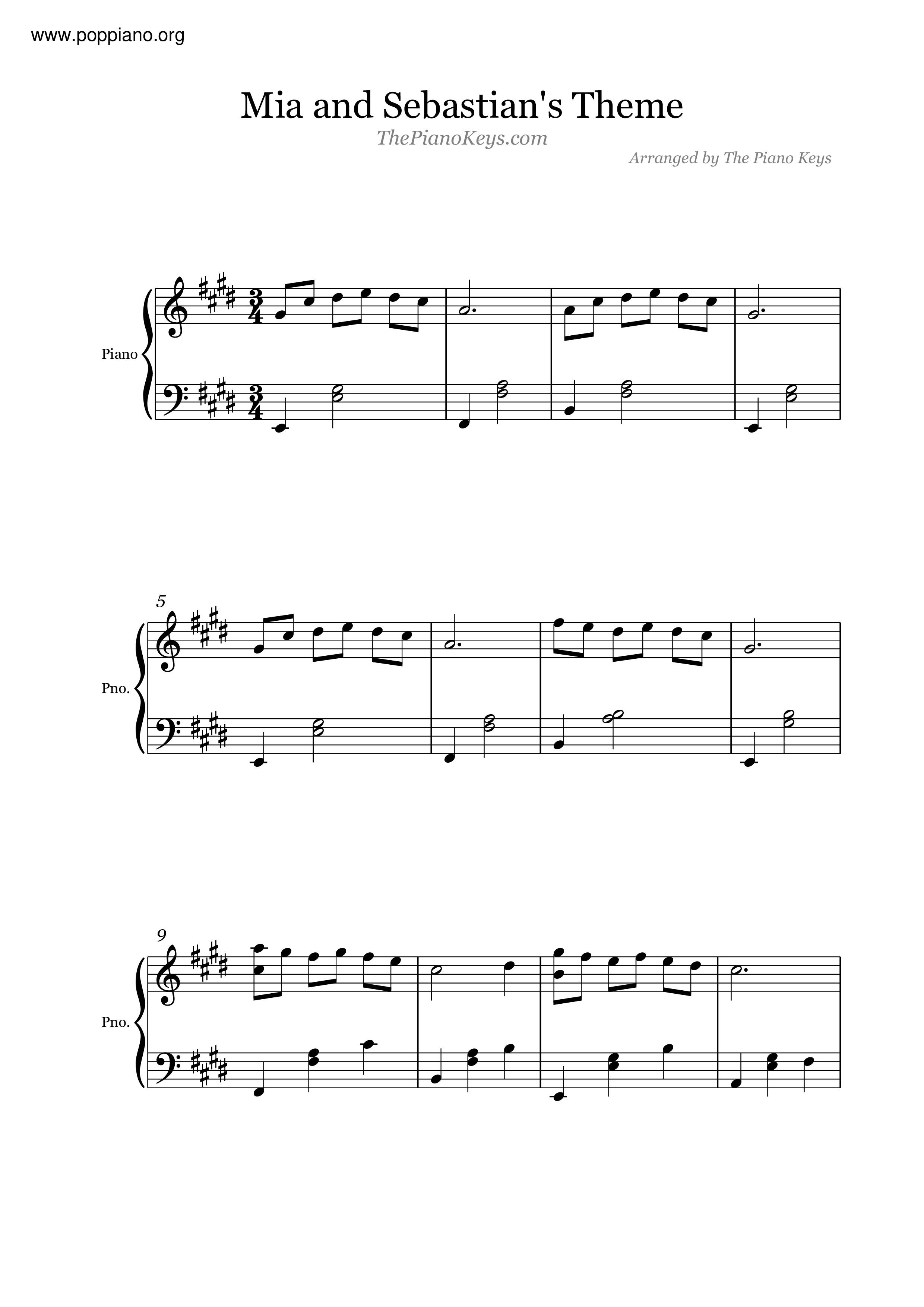 La La Land - Mia & Sebastian's Themeピアノ譜