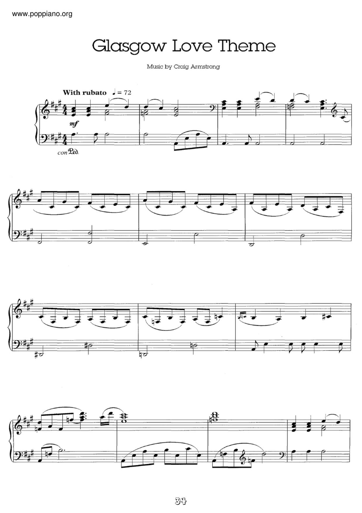 Love Actually OST - Glasgow Love Themeピアノ譜