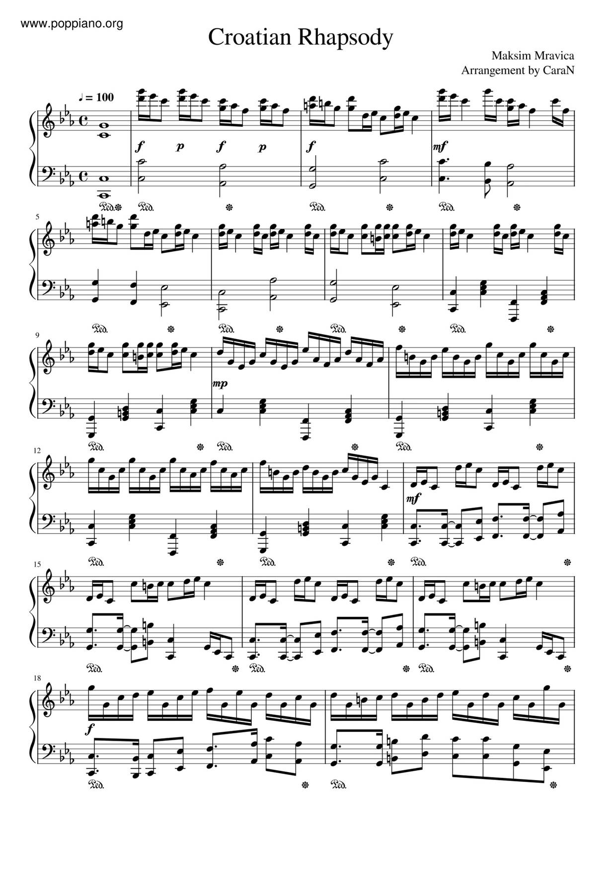 Croatian Rhapsody 克羅地亞狂想曲ピアノ譜
