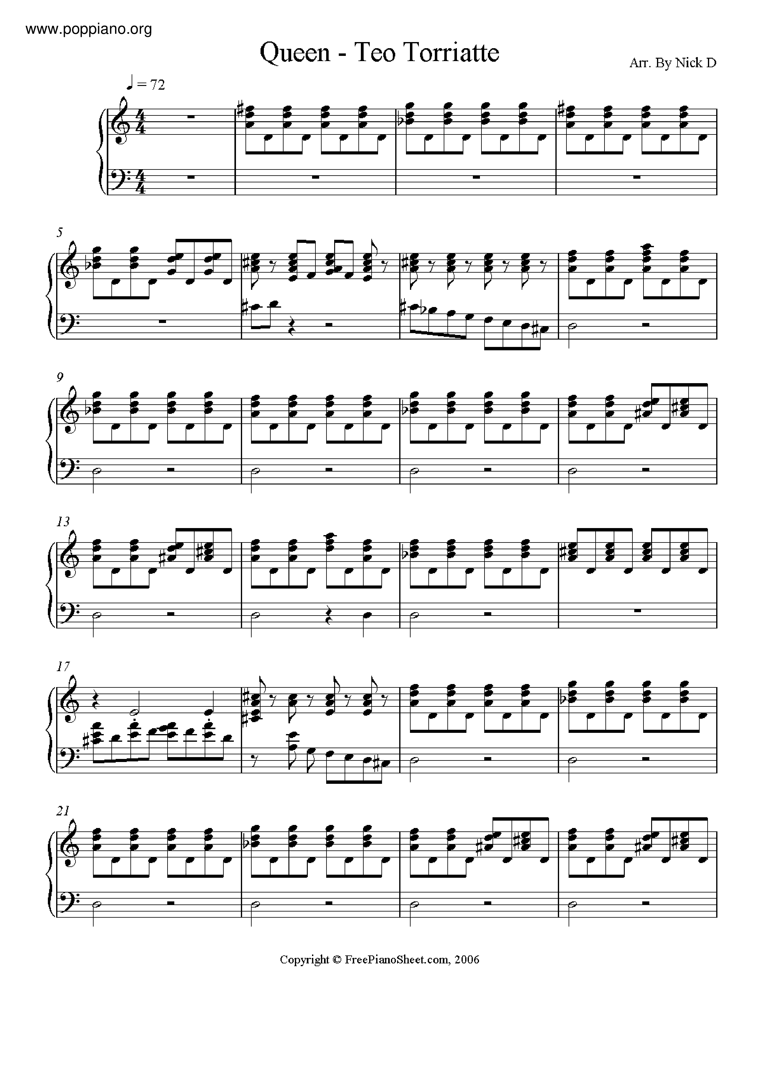 Teo Torriatte (Let Us Cling Together)ピアノ譜