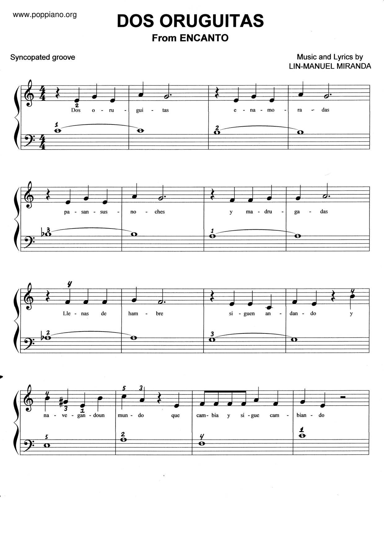 Encanto - Dos Oruguitasピアノ譜
