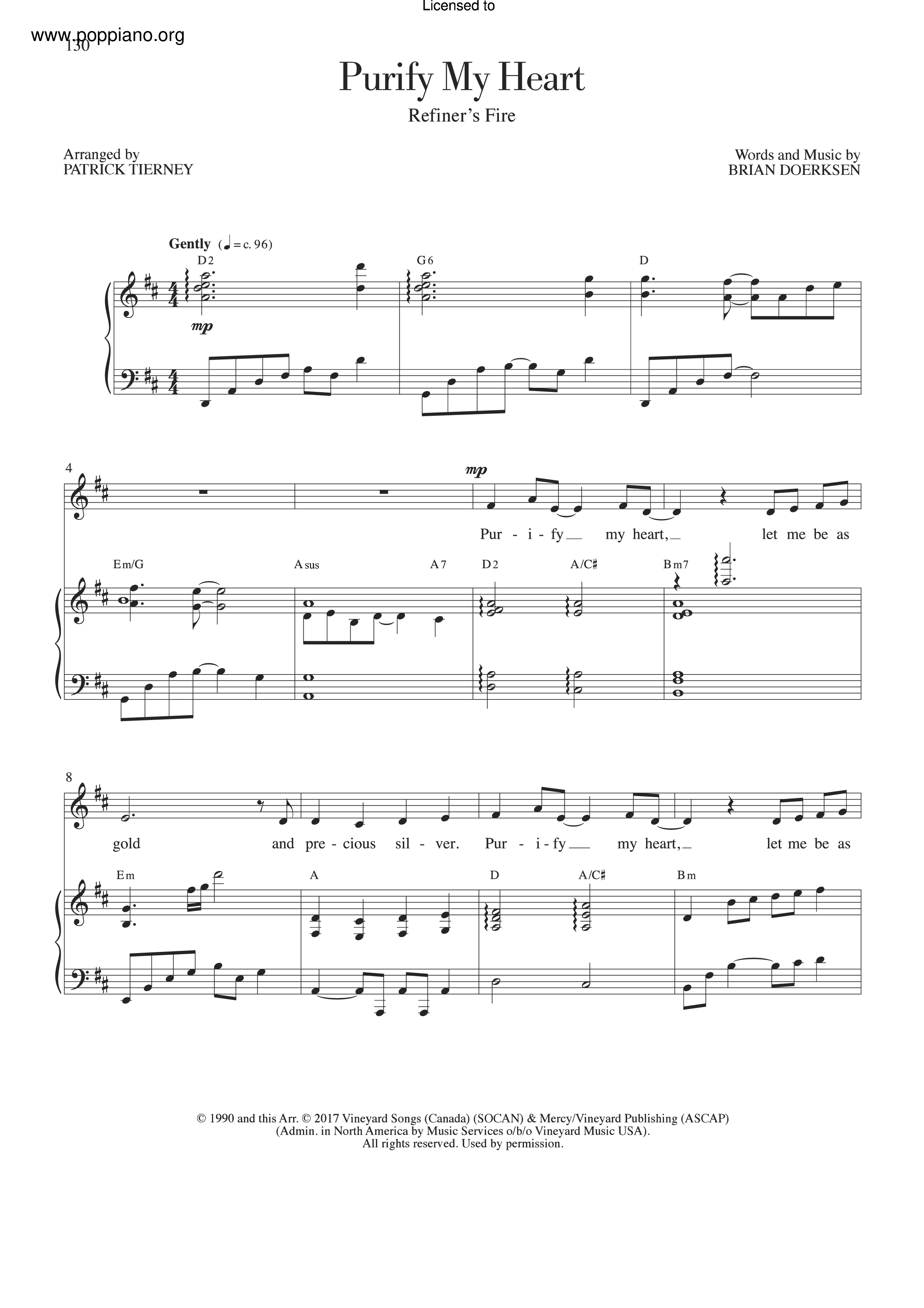 Purify My Heart (Refiner's Fire)ピアノ譜