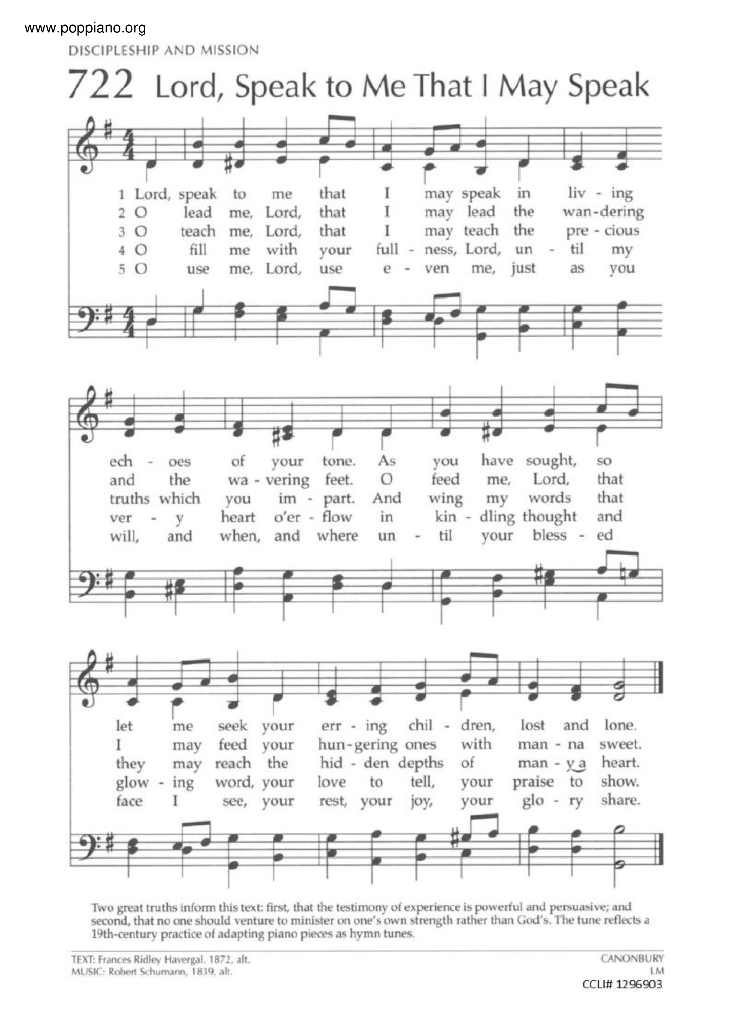 Lord, Speak To Me That I May Speakピアノ譜