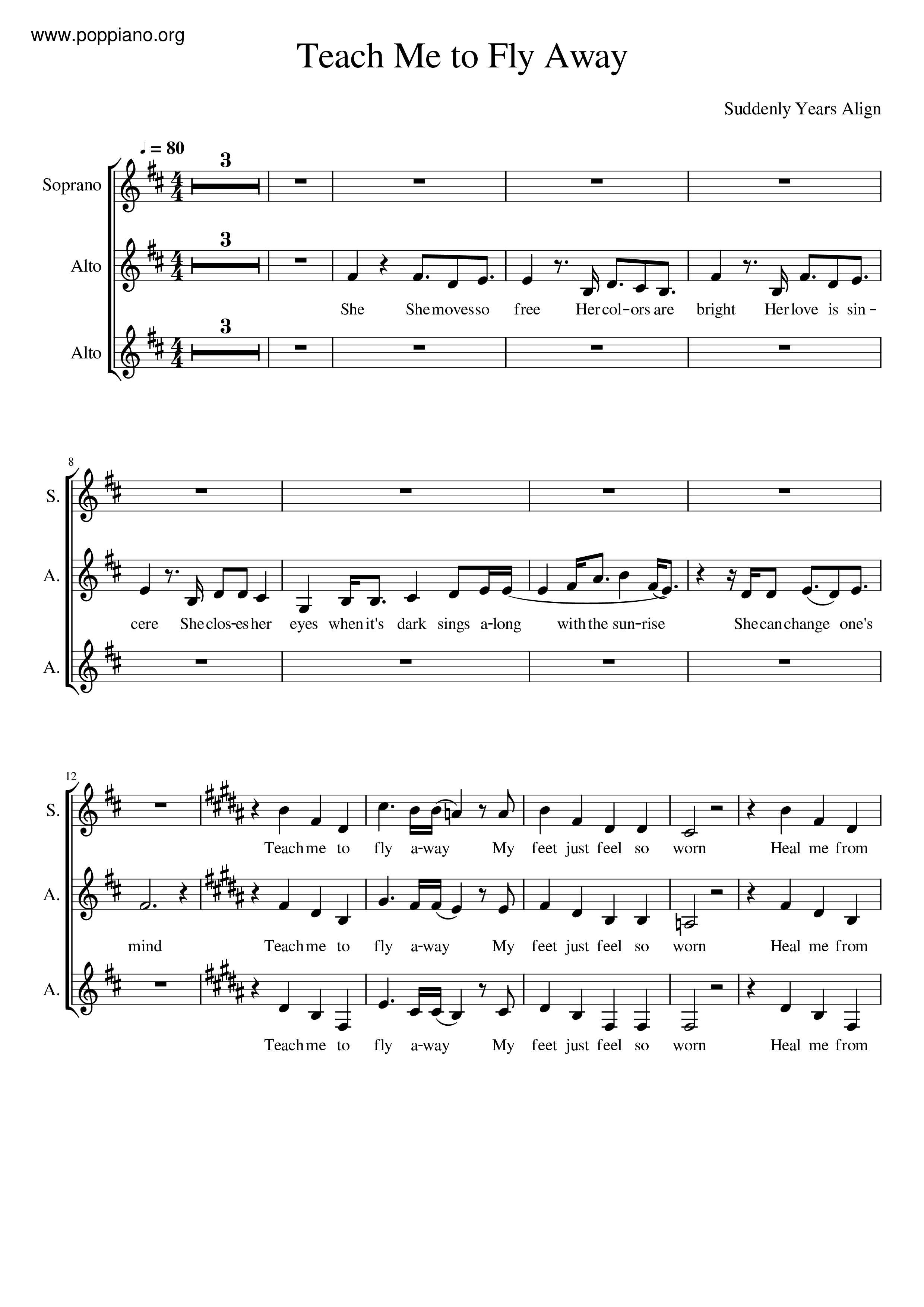 Teach Me To Fly Awayピアノ譜