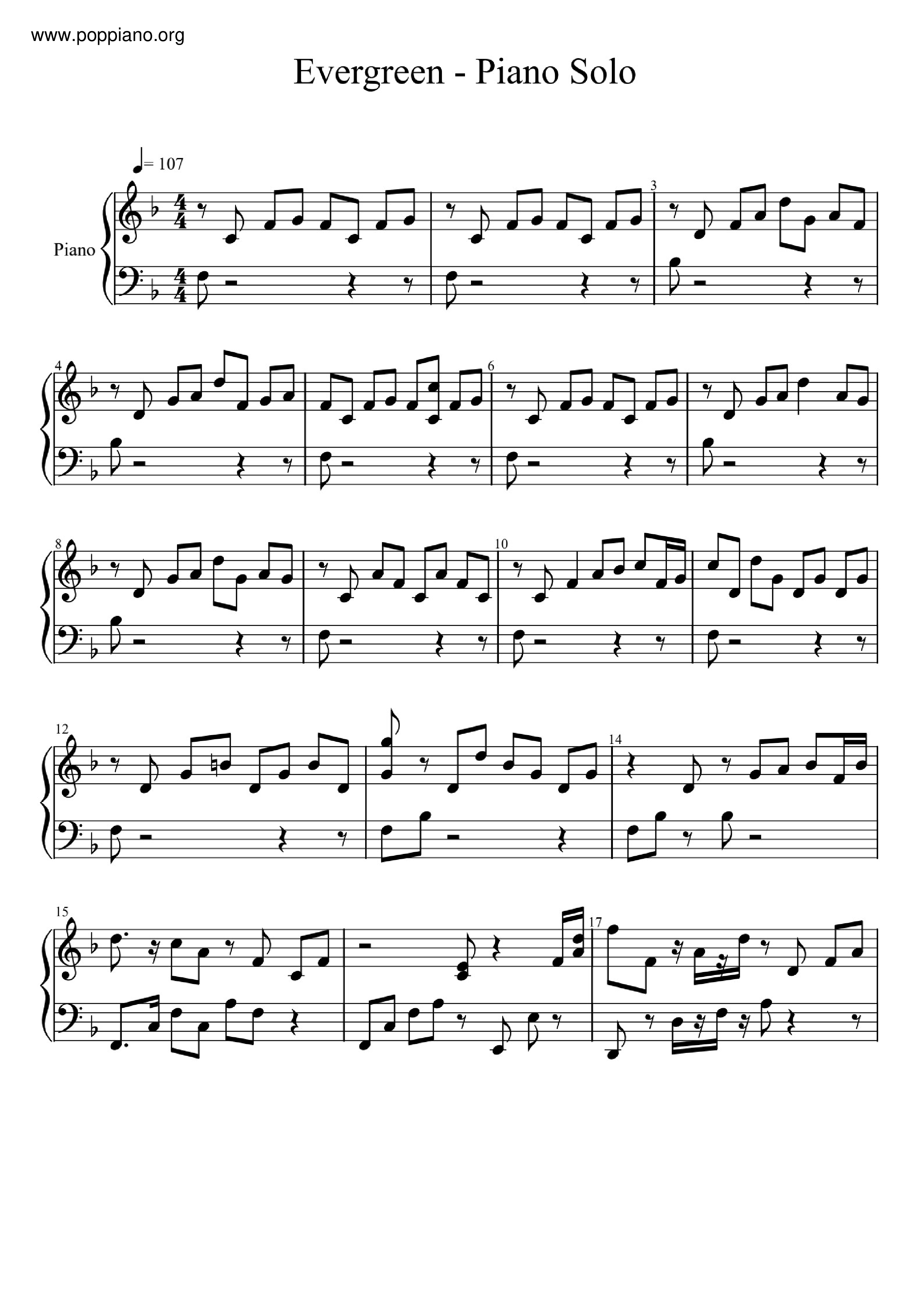 Evergreen (Love Theme from A Star Is Born)ピアノ譜