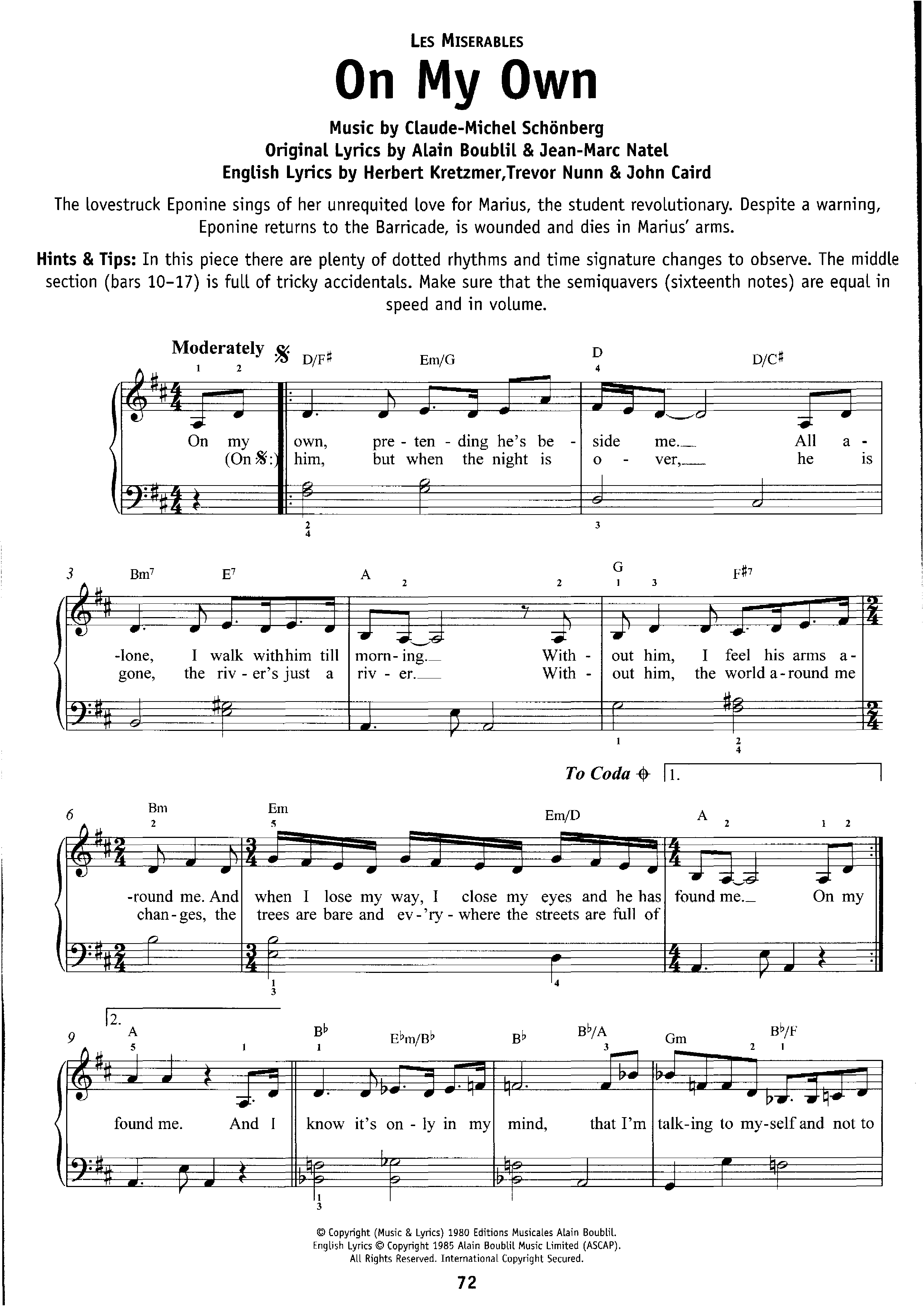 Les Miserables
On My Ownピアノ譜