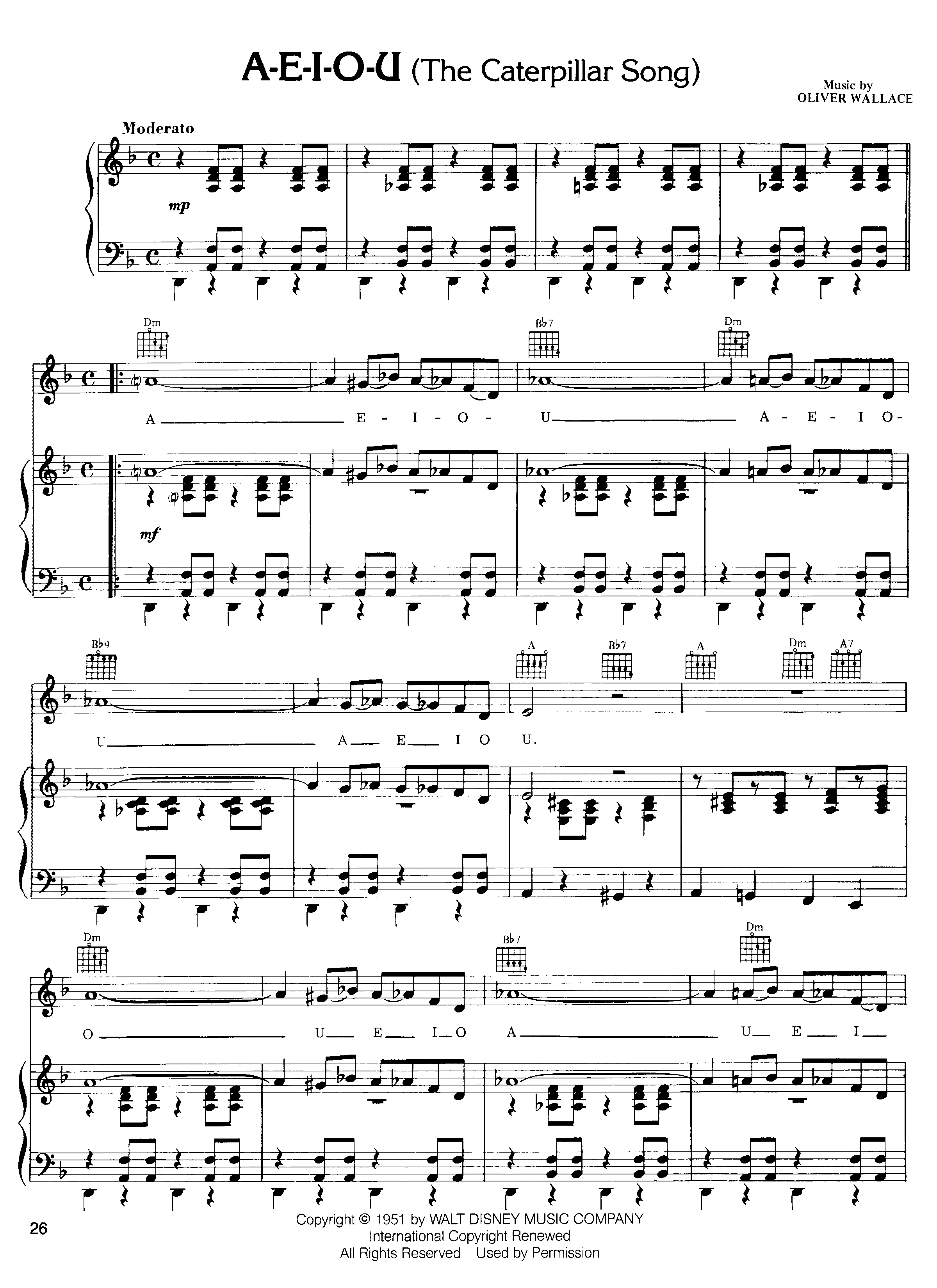 A-E-I-O-U (The Caterpillar Song)ピアノ譜