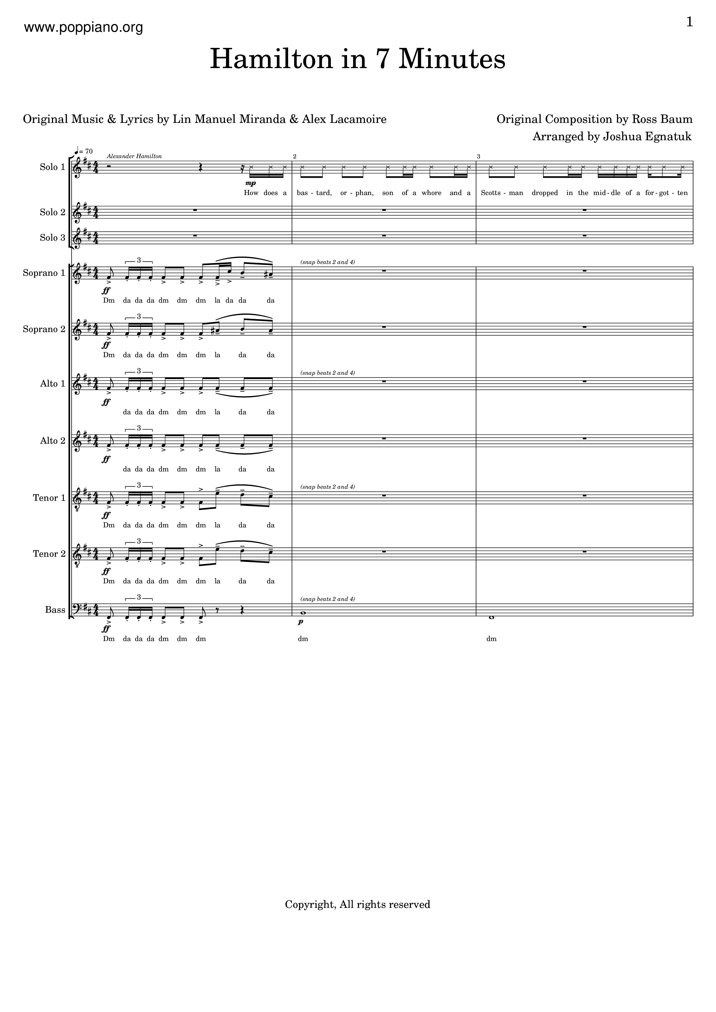 Hamilton In 7 Minutesピアノ譜