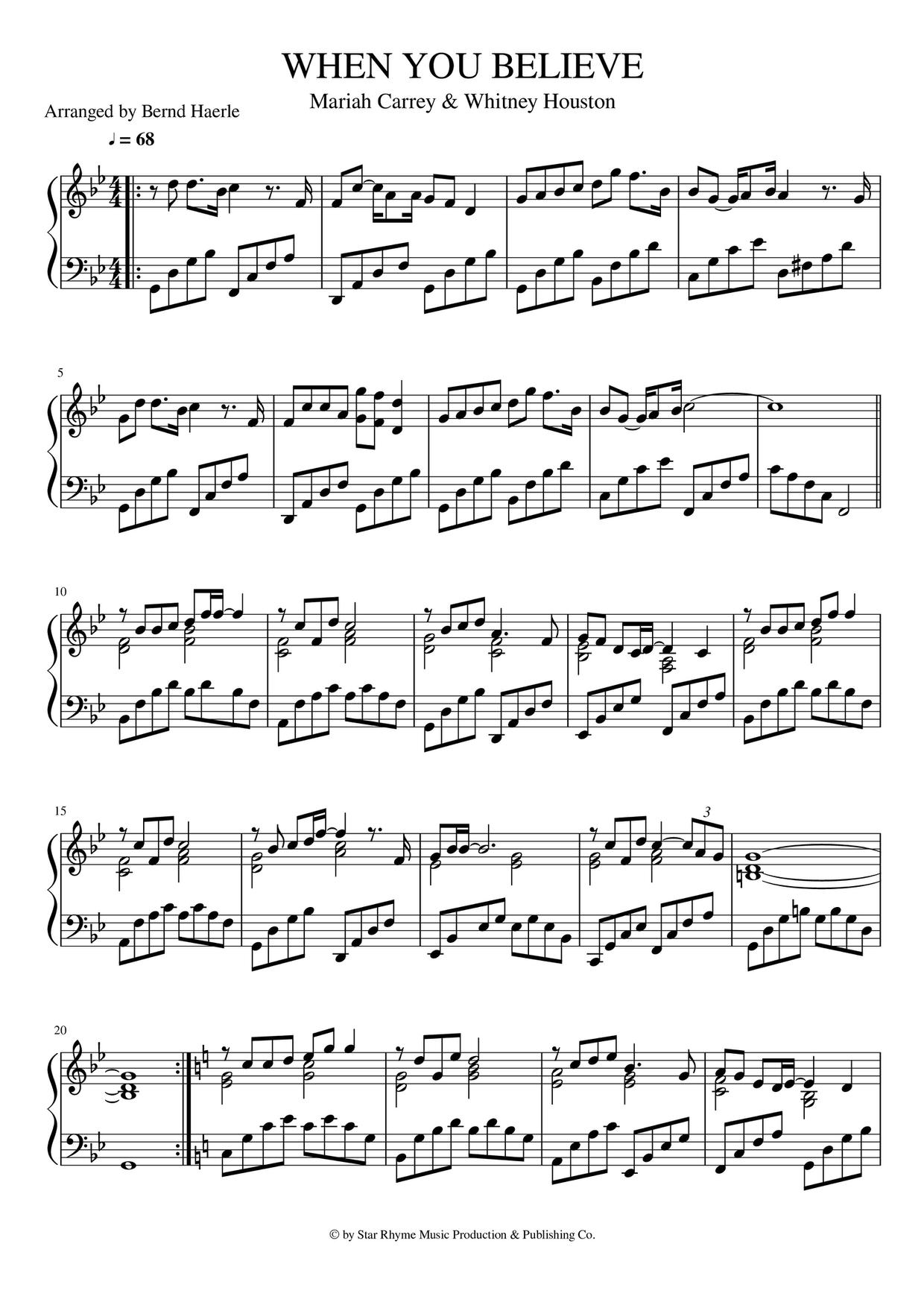 When You Believe - from The Prince of Egyptピアノ譜