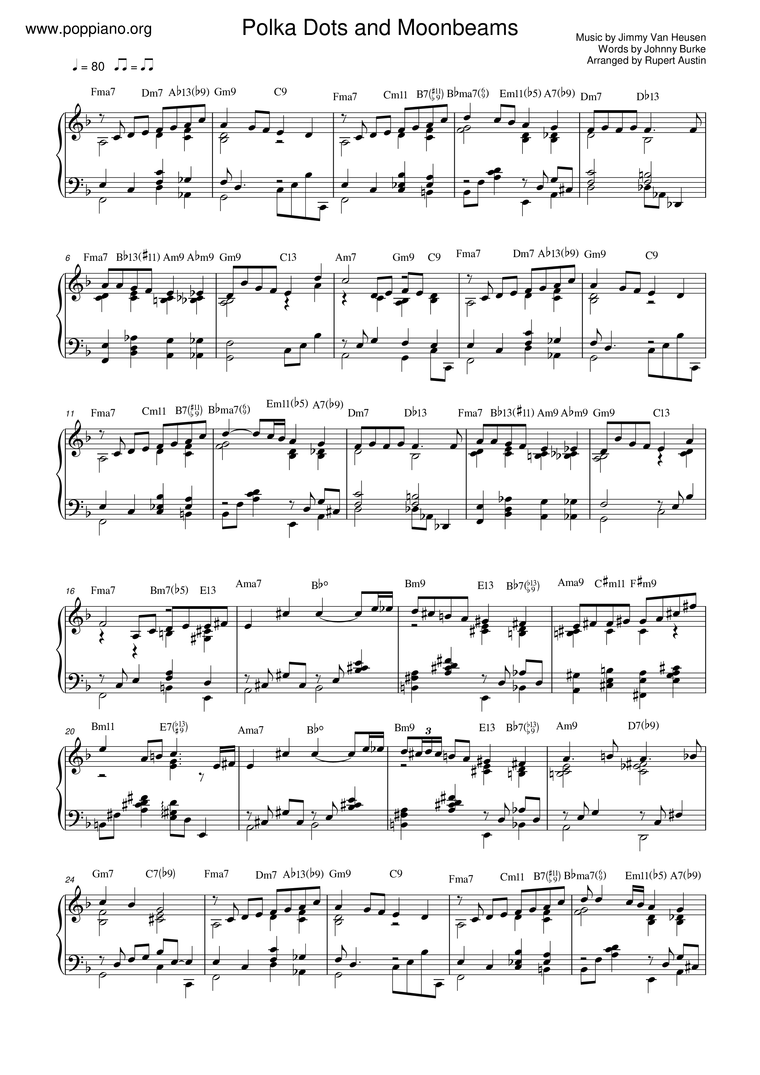 ☆ビル・エヴァンス - Polka Dots And Moonbeams ピアノ譜pdf (ビル