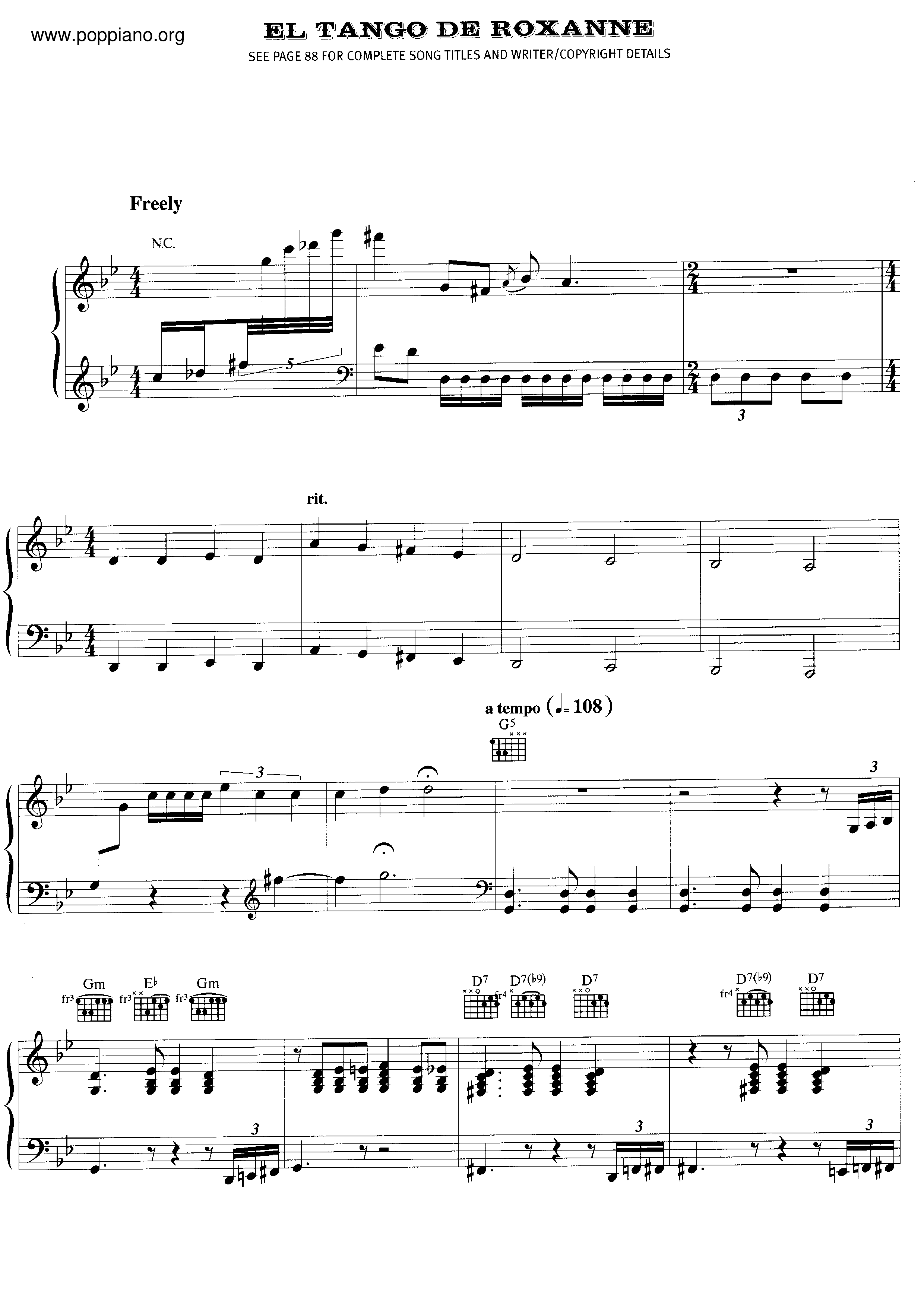 Moulin Rouge - El Tango De Roxanneピアノ譜