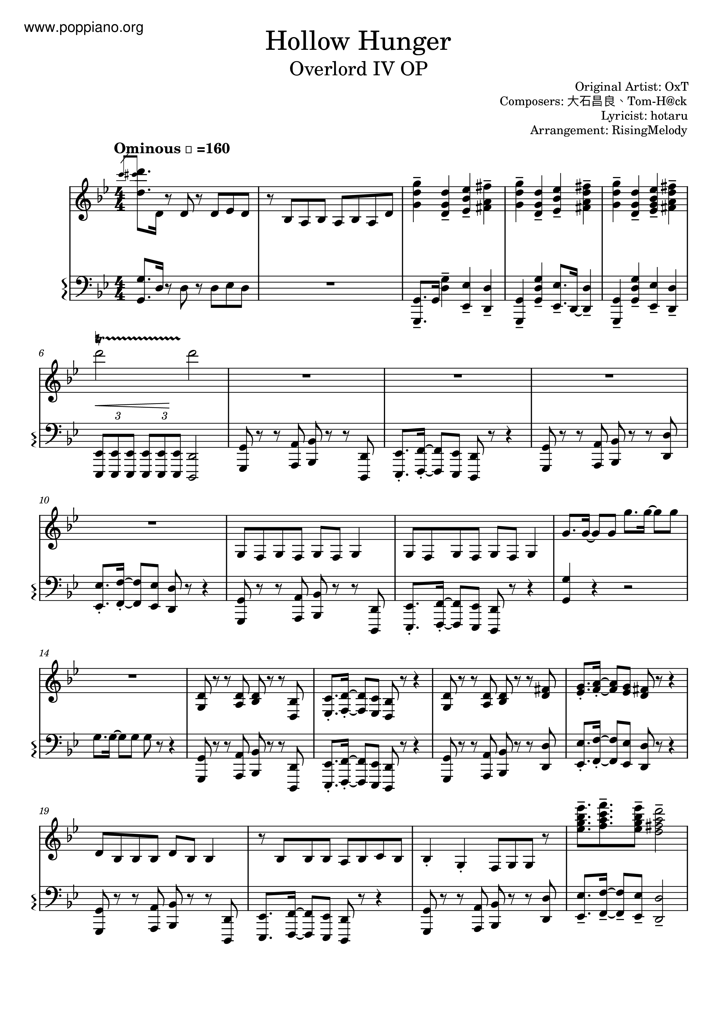 Hollow Hunger (from "Overlord IV")ピアノ譜