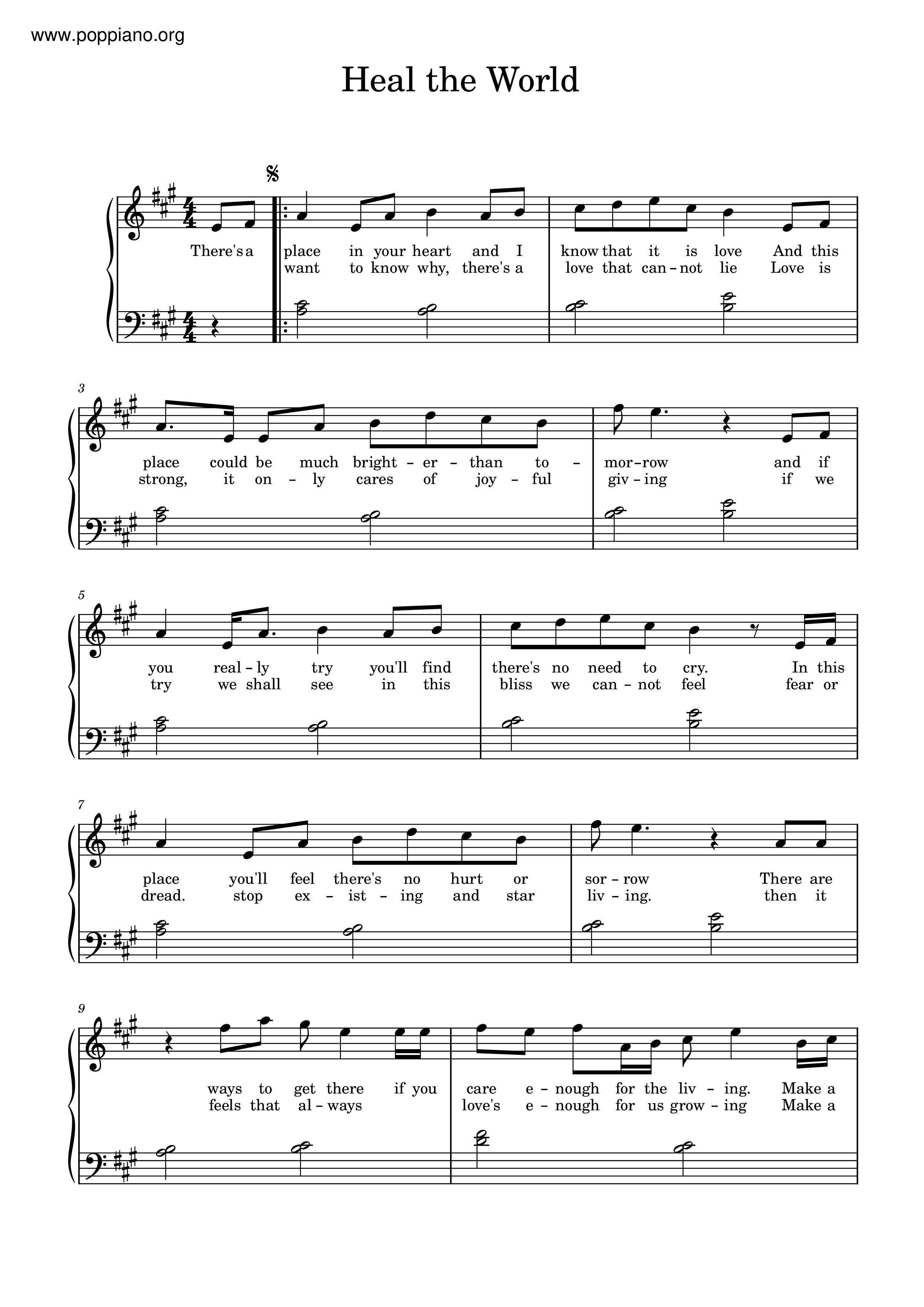 ☆マイケル・ジャクソン - ヒール・ザ・ワールド 악보 ピアノ譜pdf