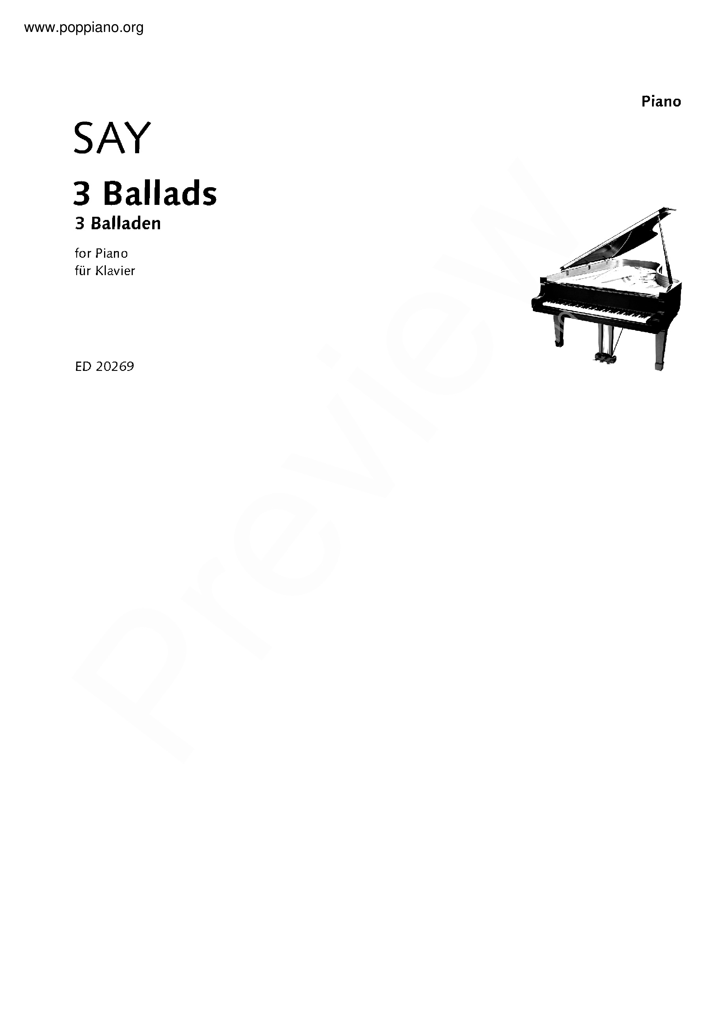 3 Ballads, Op. 12 (Arr. for Piano Quintet): No. 2, Kumruピアノ譜