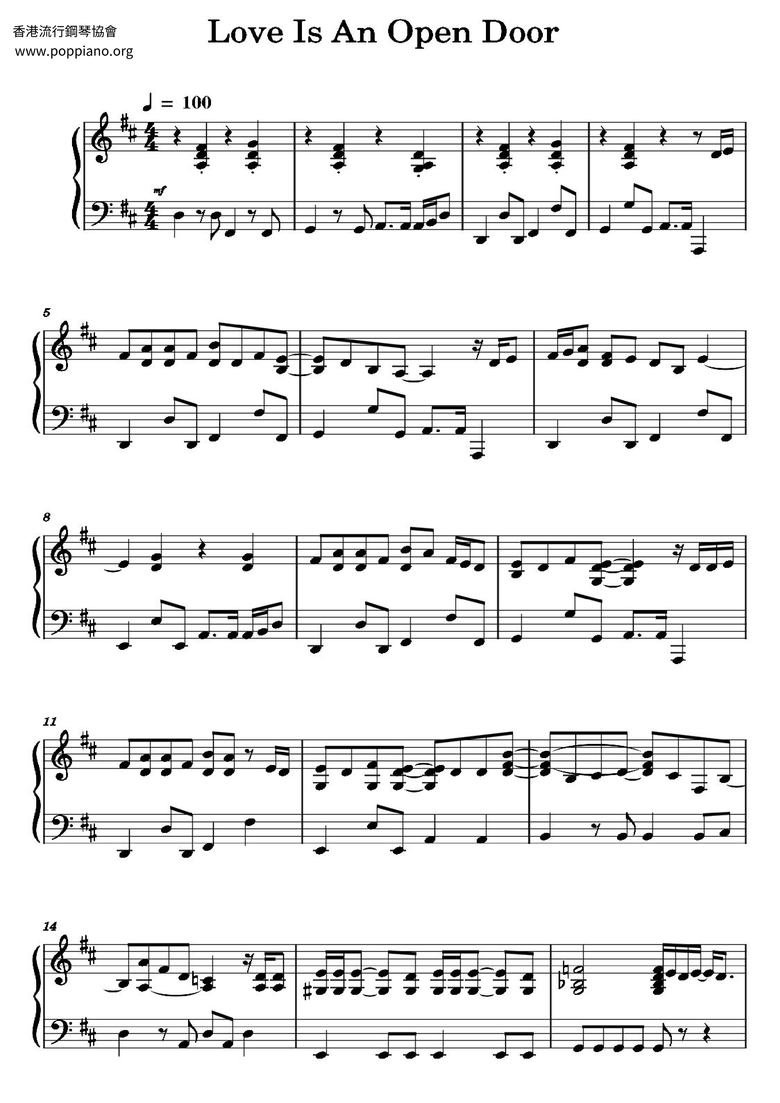 Frozen - Love Is An Open Doorピアノ譜