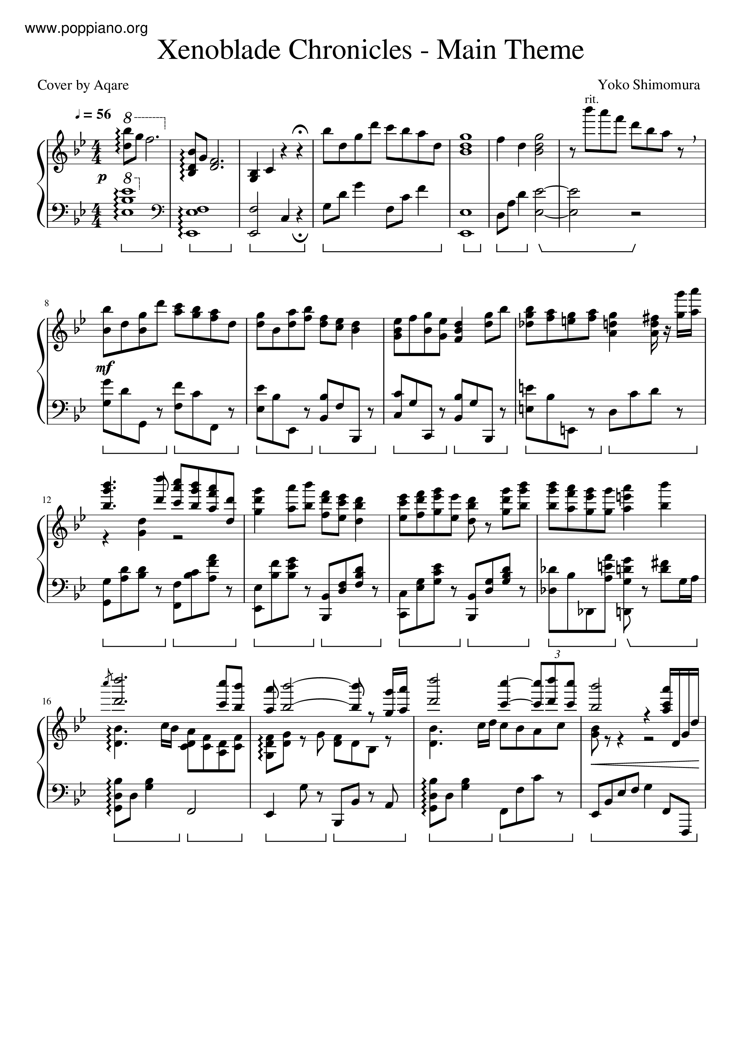 Xenoblade Chronicles Title Themeピアノ譜