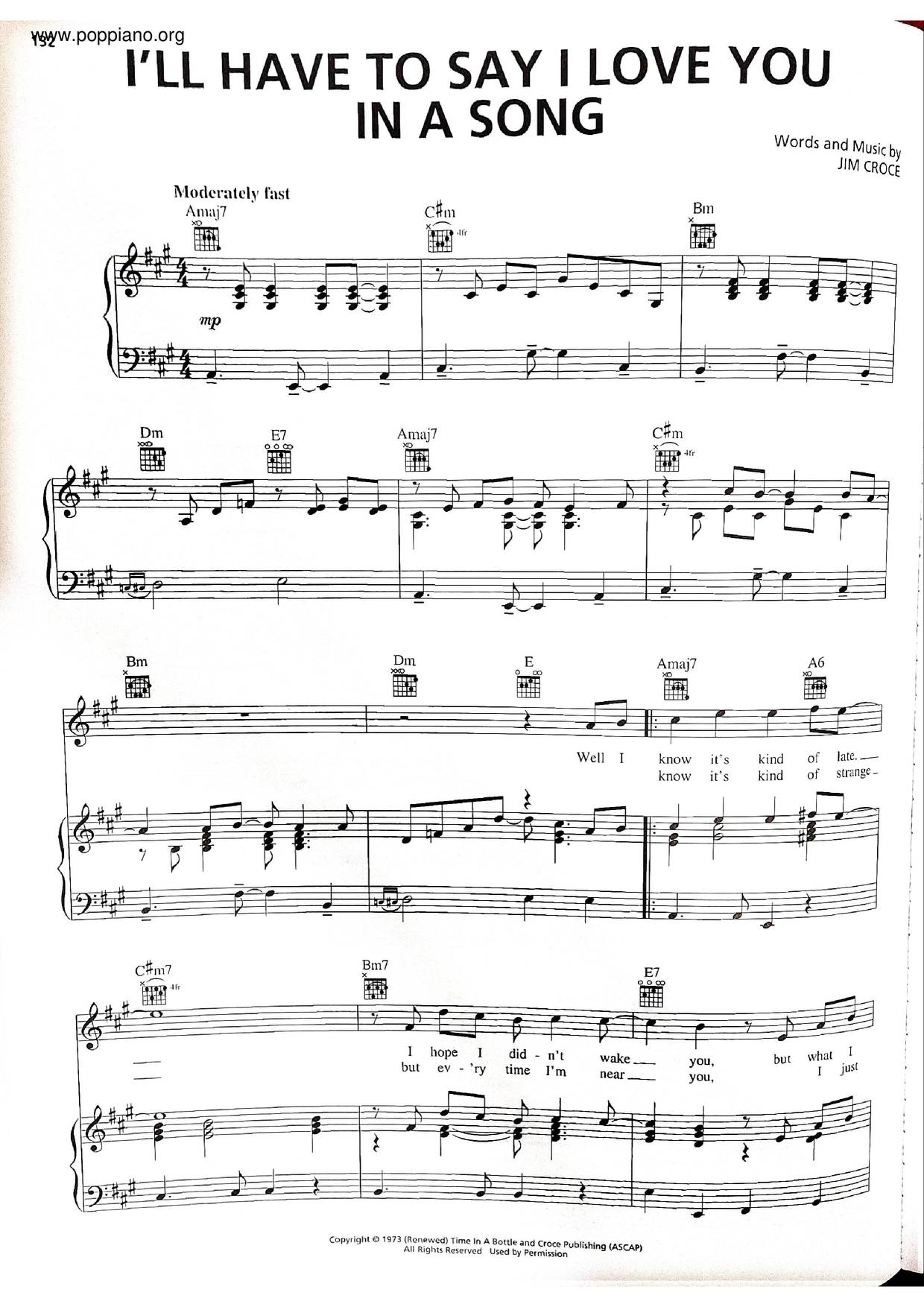 I'll Have To Say I Love You In A Songピアノ譜