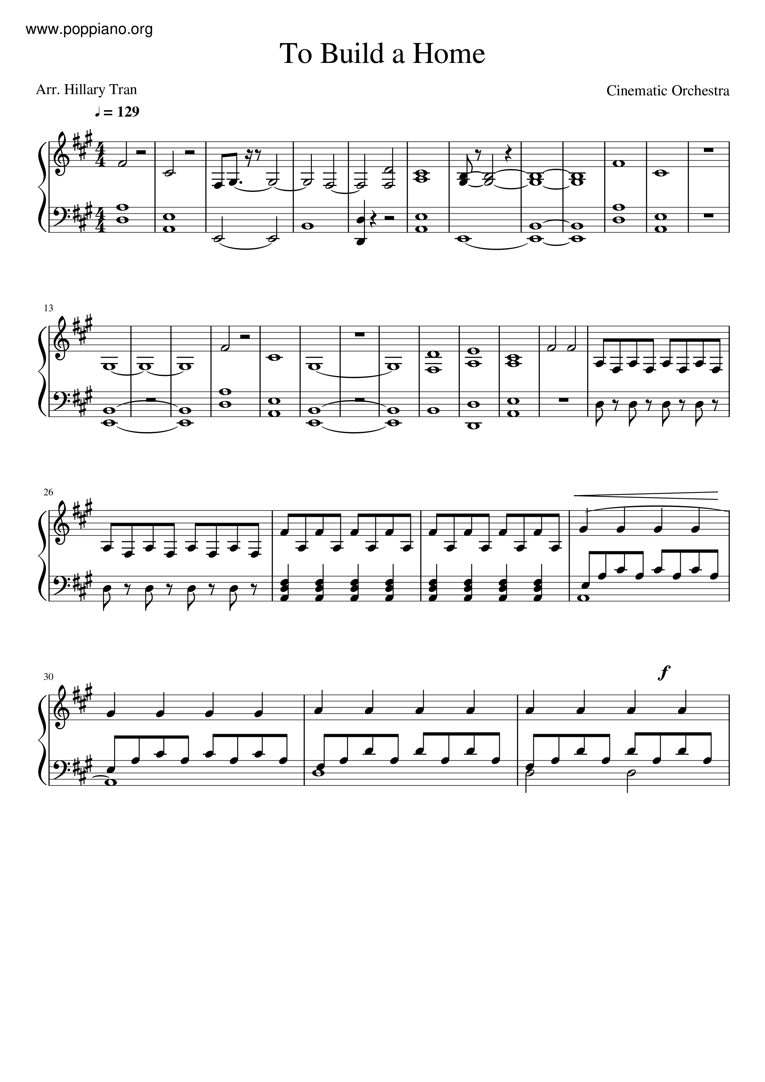 To Build A Homeピアノ譜