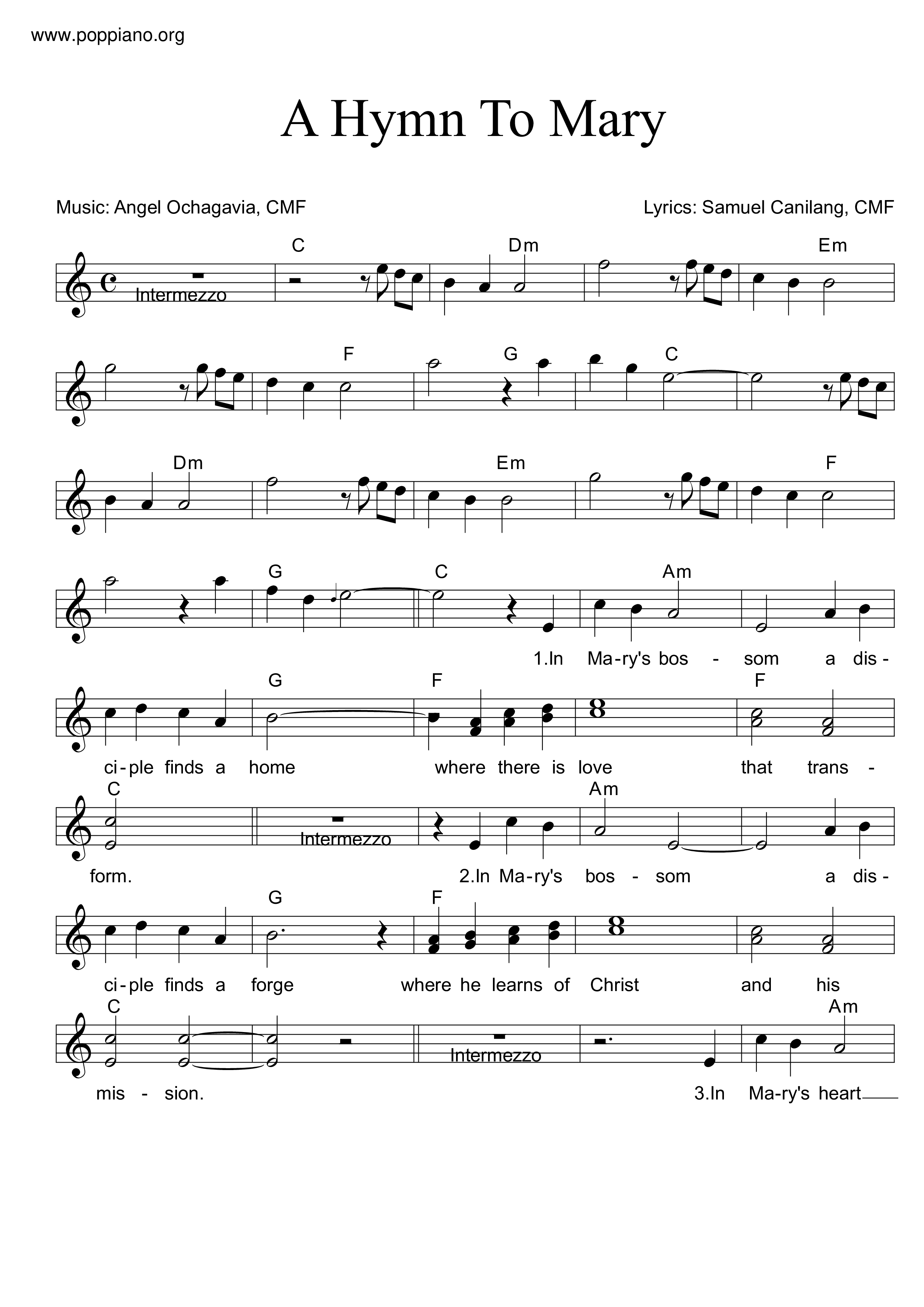 A Hymn To Maryピアノ譜