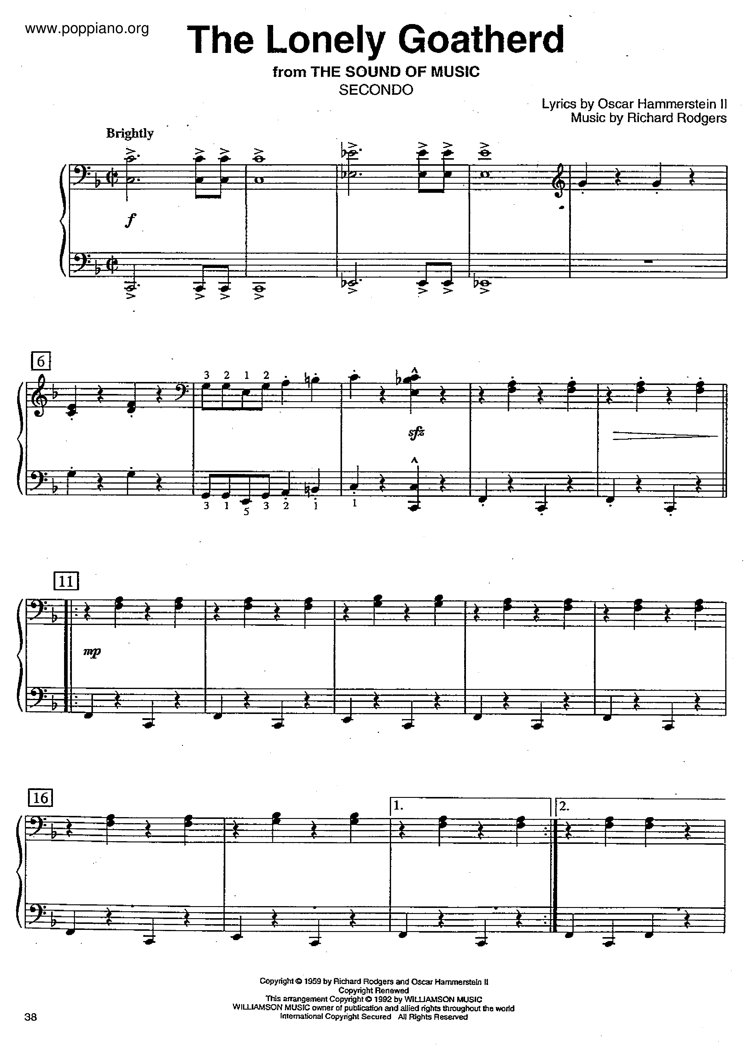 The Lonely Goatherd (From "the Sound of Music")ピアノ譜