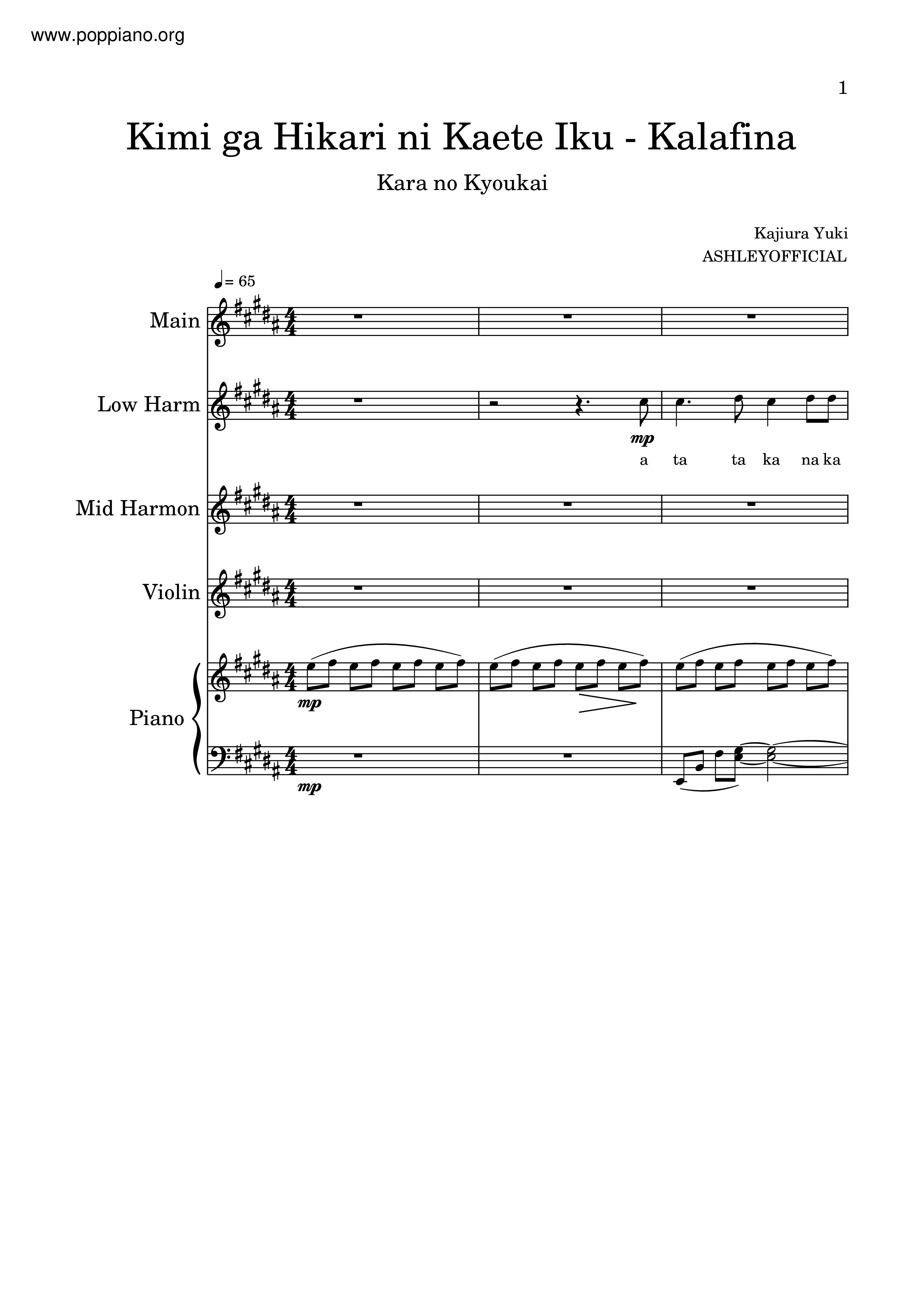 Kimi Ga Hikari Ni Kaeteyukuピアノ譜