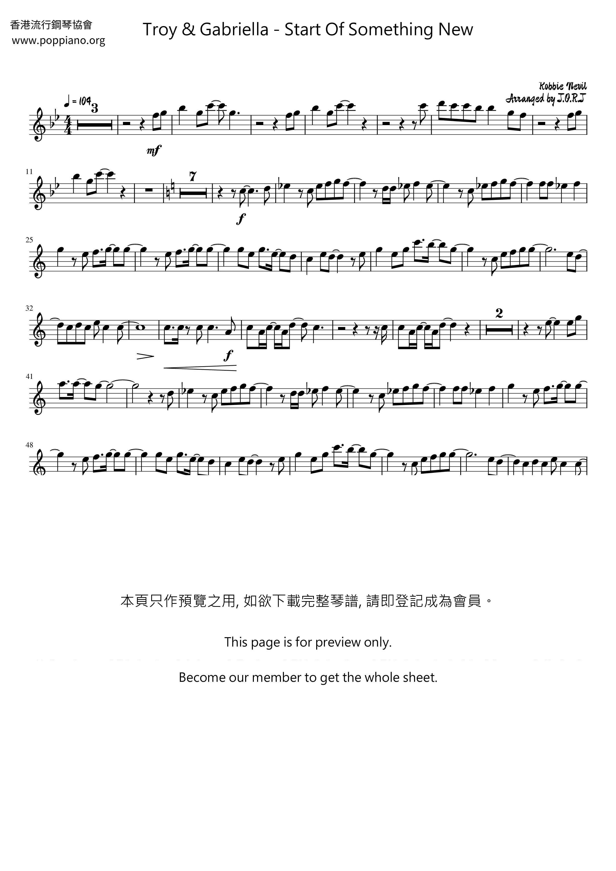 Start Of Something Newピアノ譜