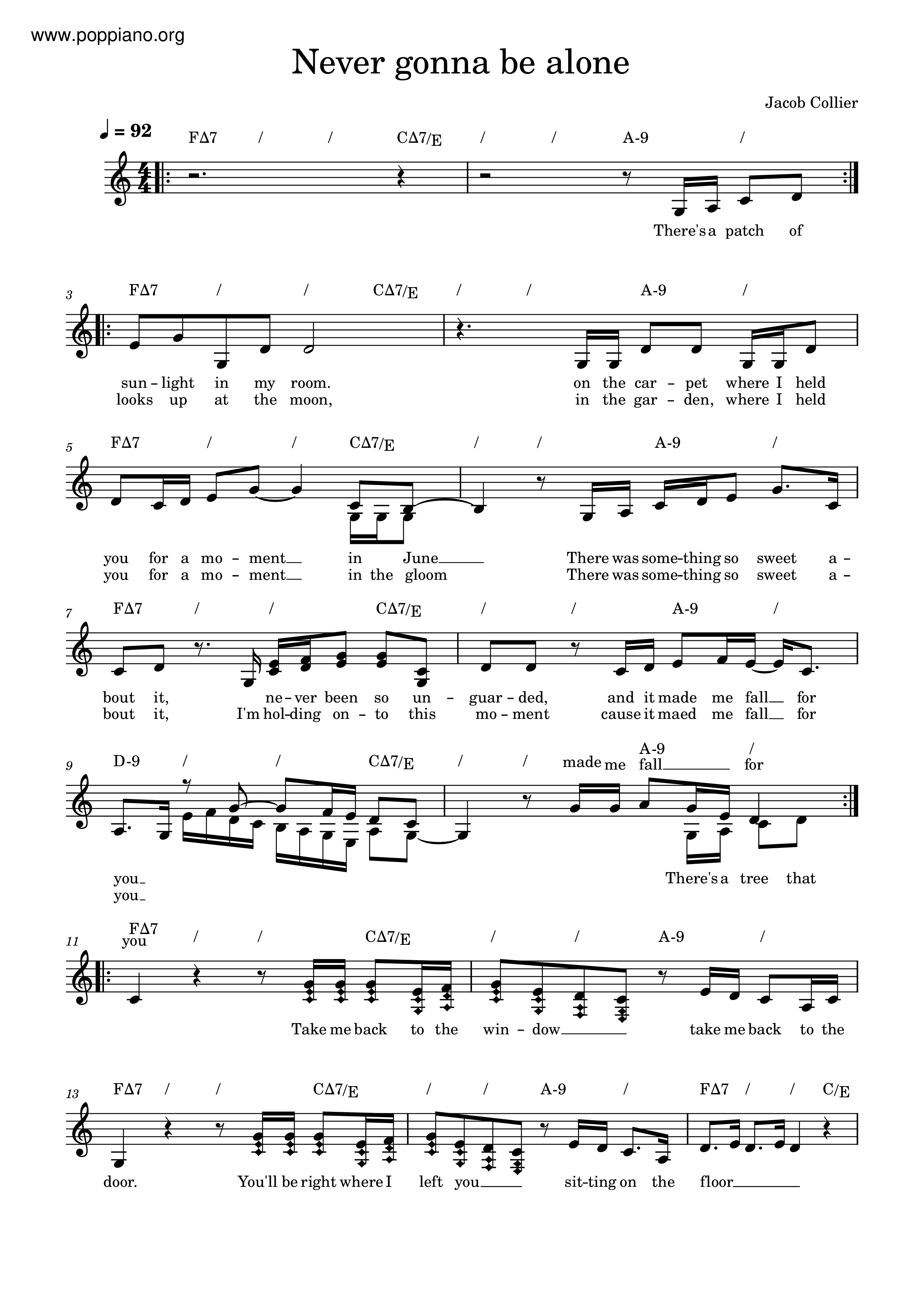 Never Gonna Be Aloneピアノ譜