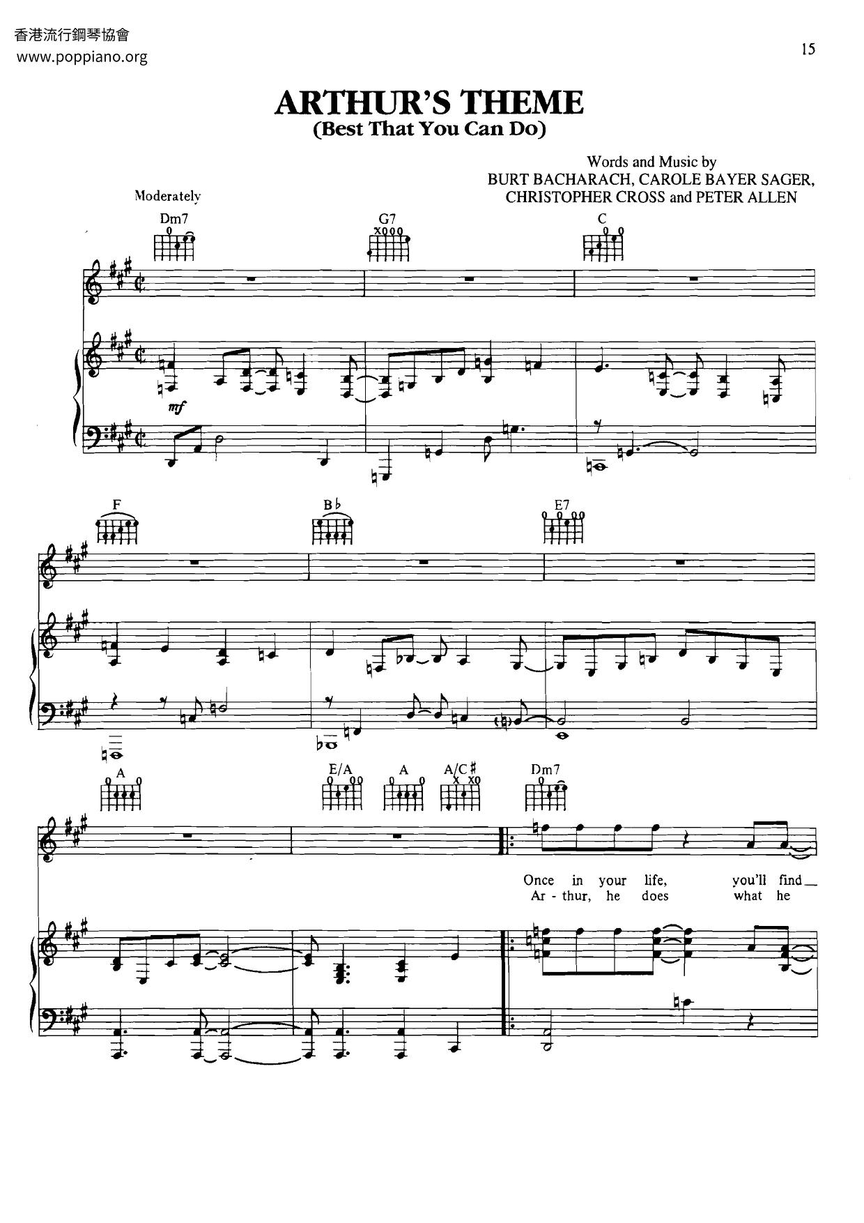 Arthur's Theme (Best That You Can Do)ピアノ譜