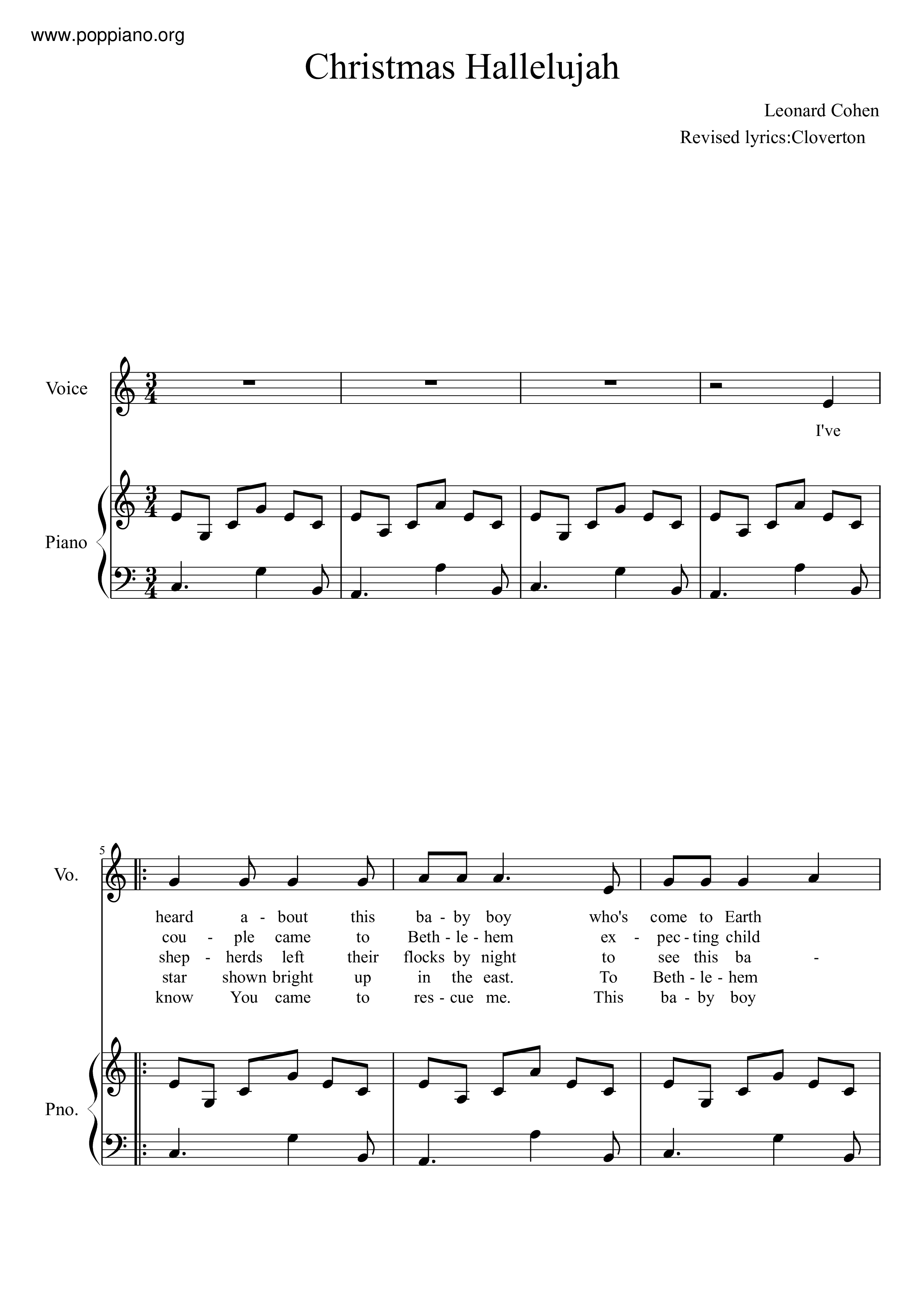 Hallelujahピアノ譜