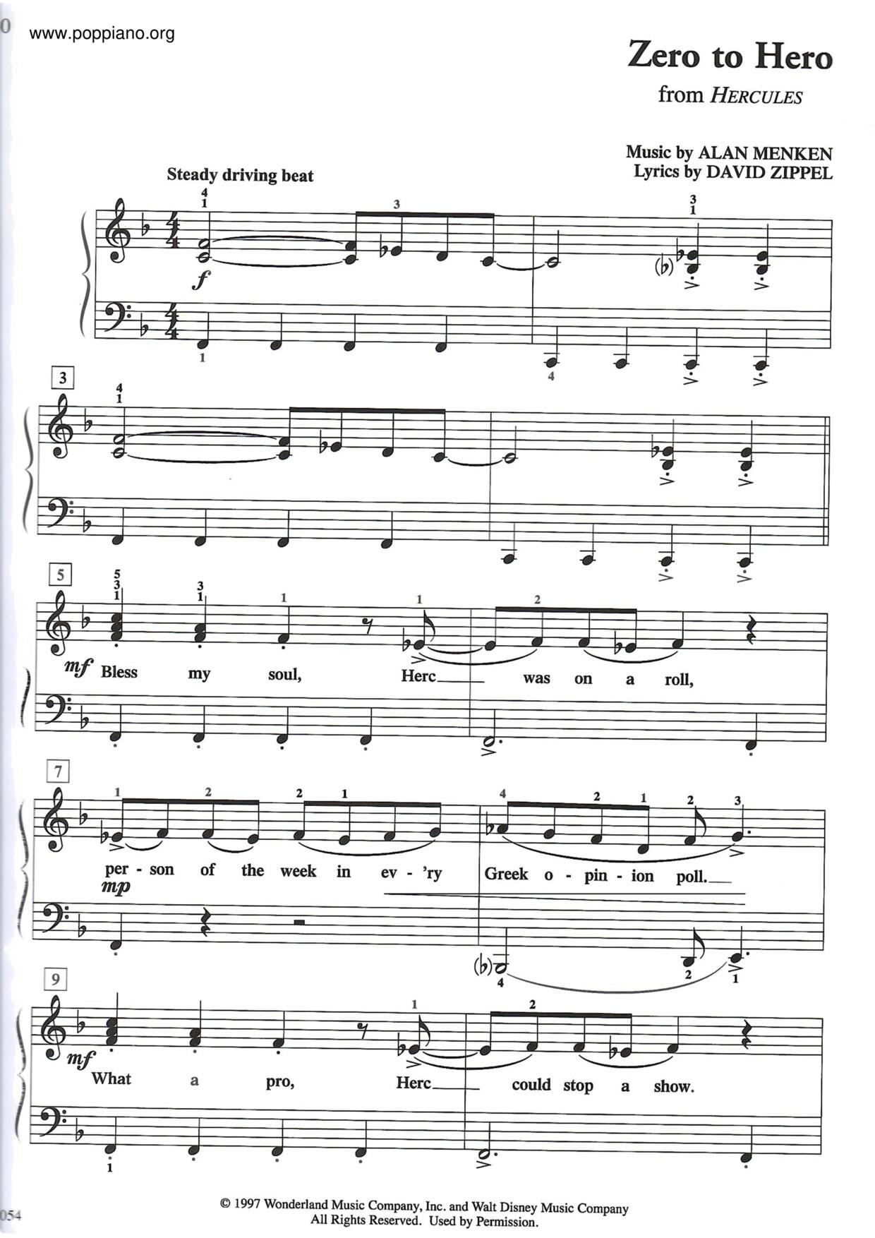 Zero to Hero (From "Hercules")ピアノ譜