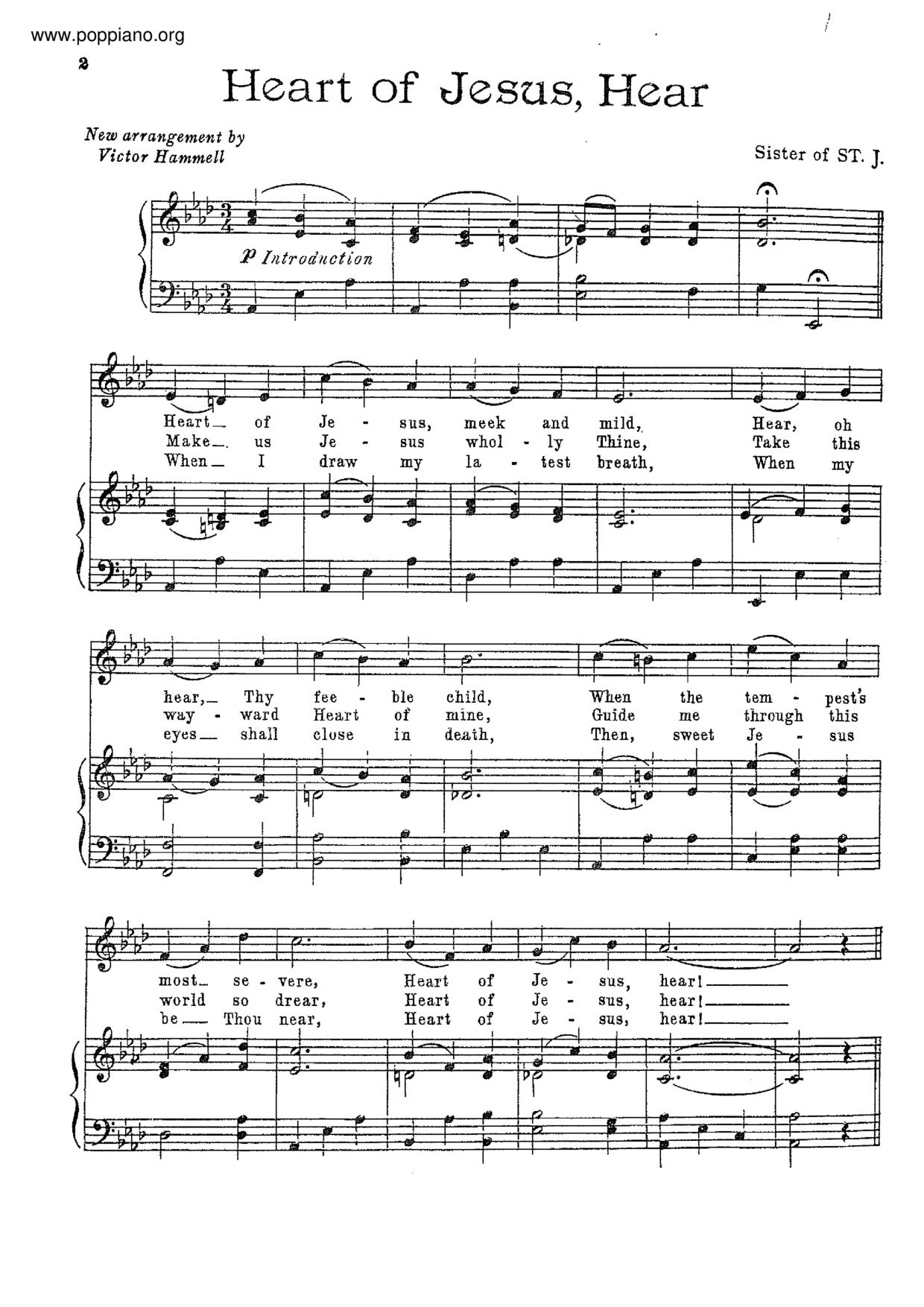 Heart Of Jesus, Hearピアノ譜