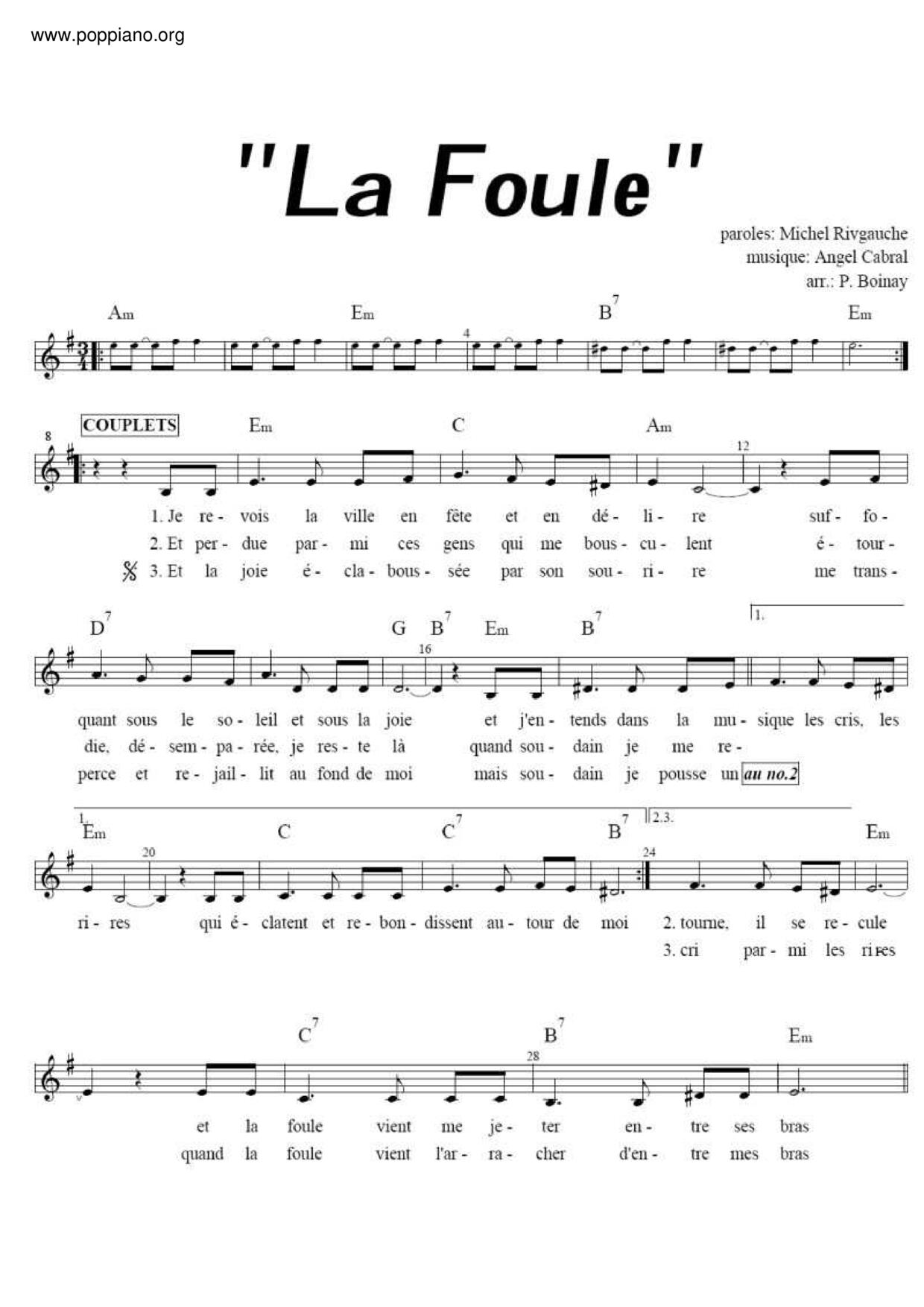 La Fouleピアノ譜