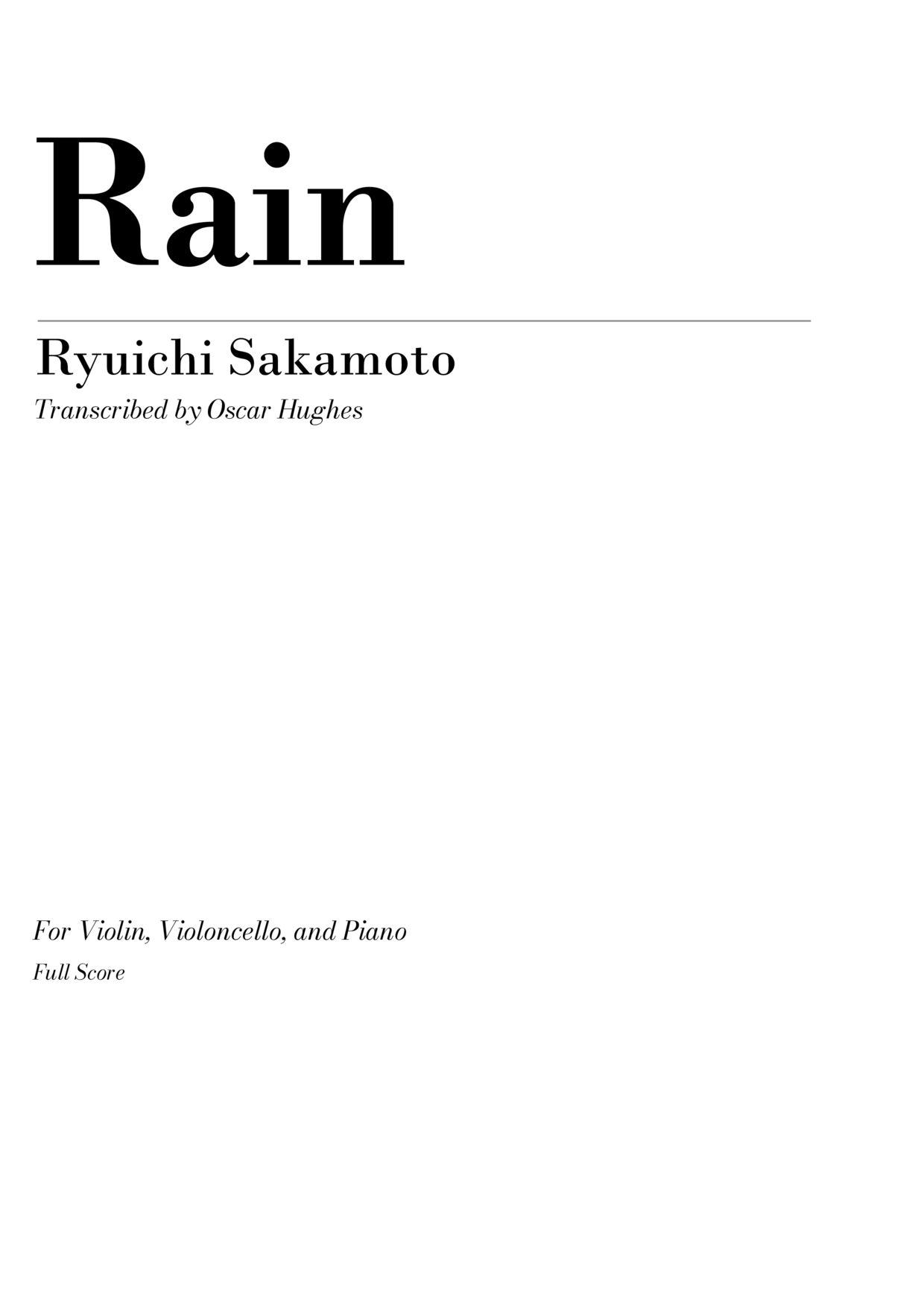 The Last Emperor - Rainピアノ譜