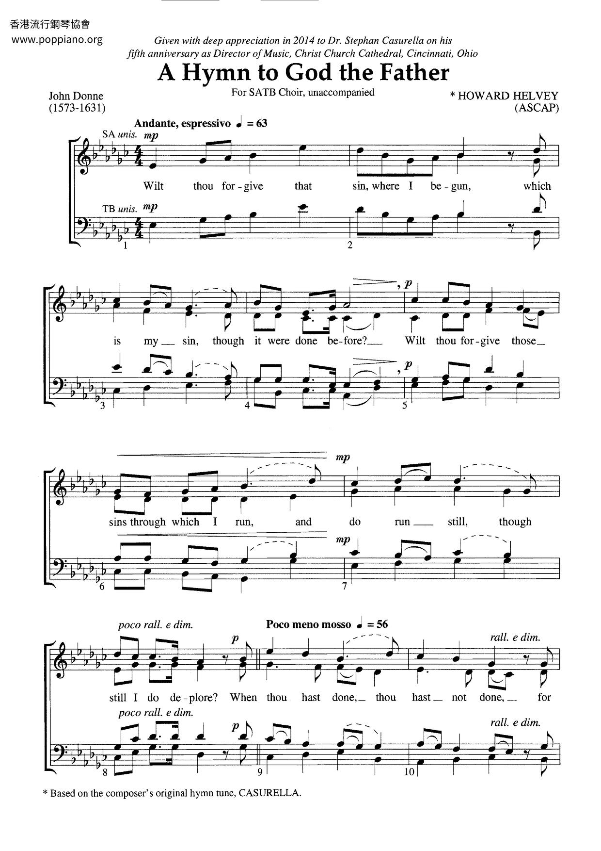 A Hymn To God The Fatherピアノ譜