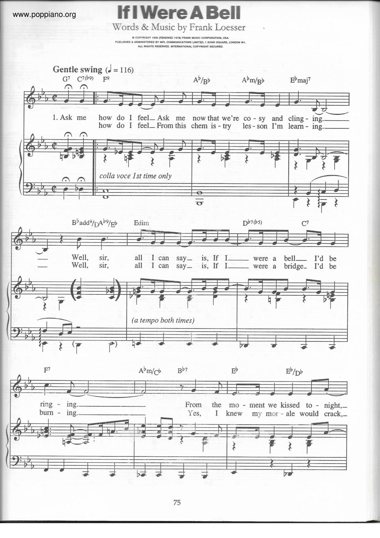 Guys And Dolls - If I Were A Bellピアノ譜