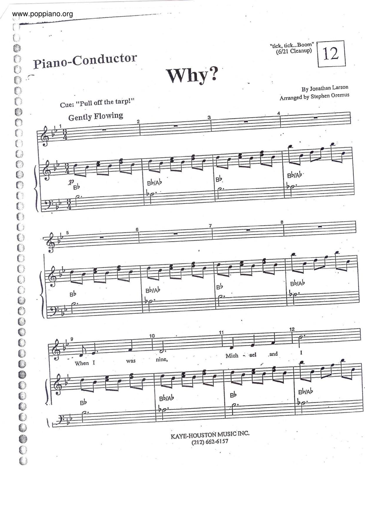 Why (Tick, Tick, Boom)ピアノ譜